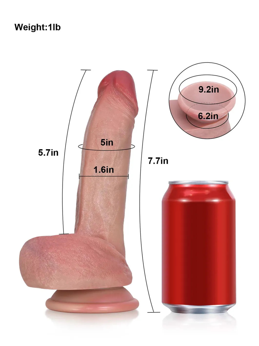 7.7" x 1.6" Curved Beginner Realistic Dildo with Soft Balls