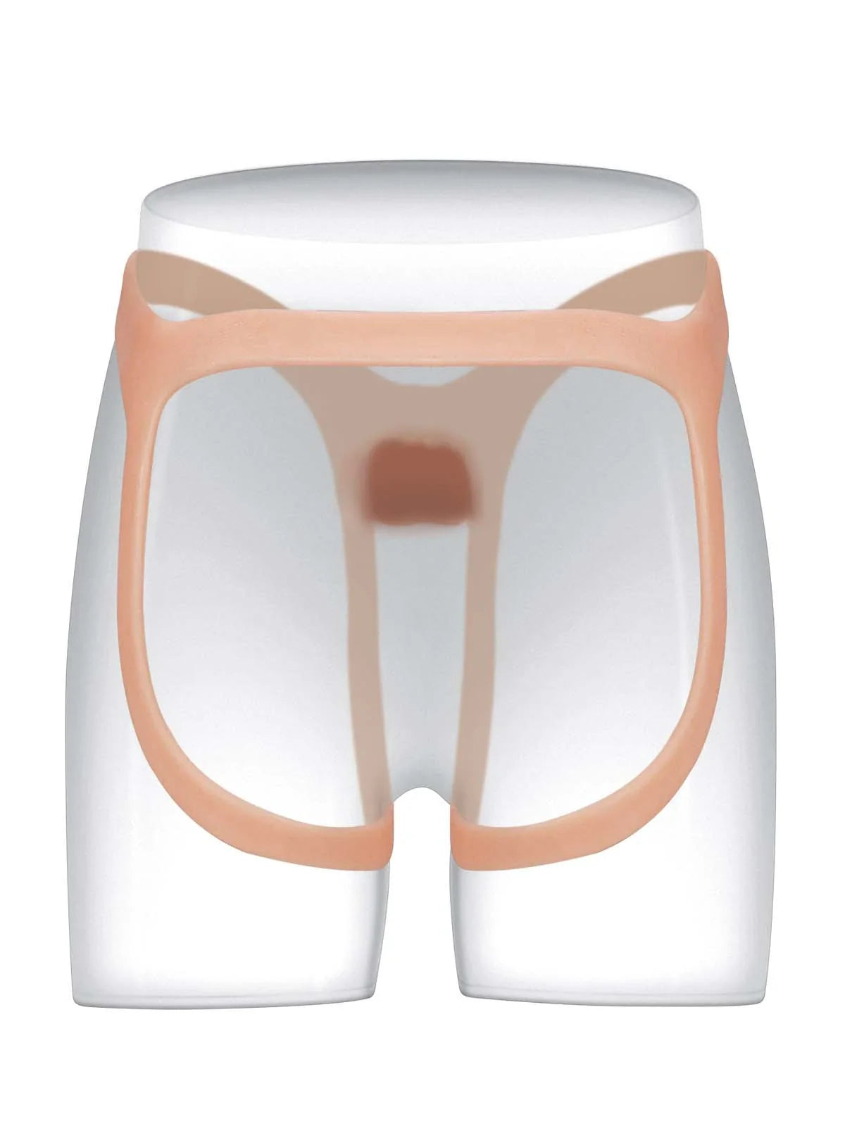 Emberfall hollow strap-on back view on mannequin shorts showing the strap layout