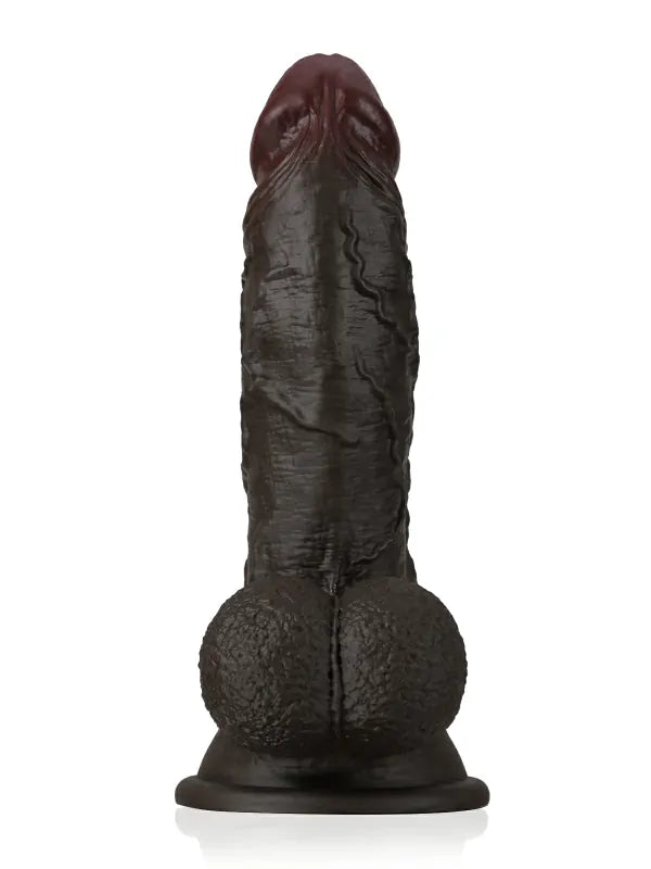 Shawn 14.7" x 3.5" Huge Realistic Black Dildo with Wrinkled Testicles and Suction Cup