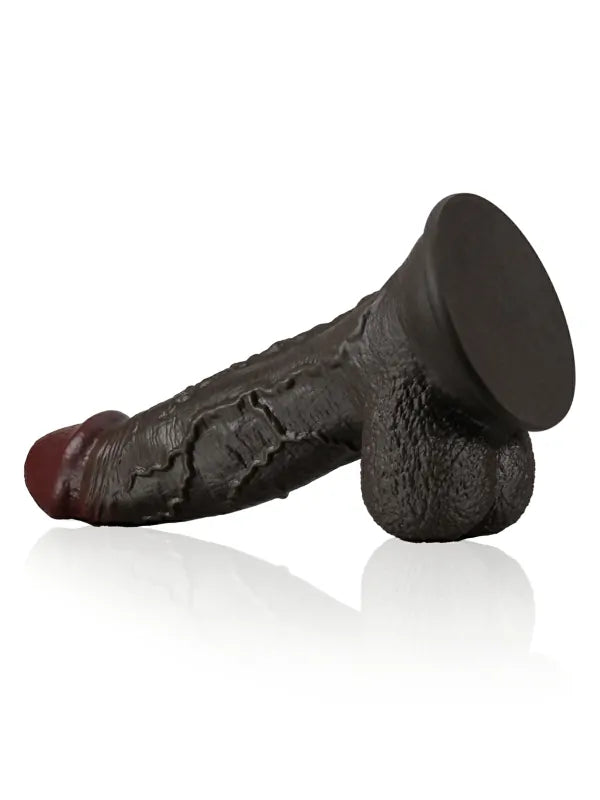 Shawn 14.7" x 3.5" Huge Realistic Black Dildo with Wrinkled Testicles and Suction Cup