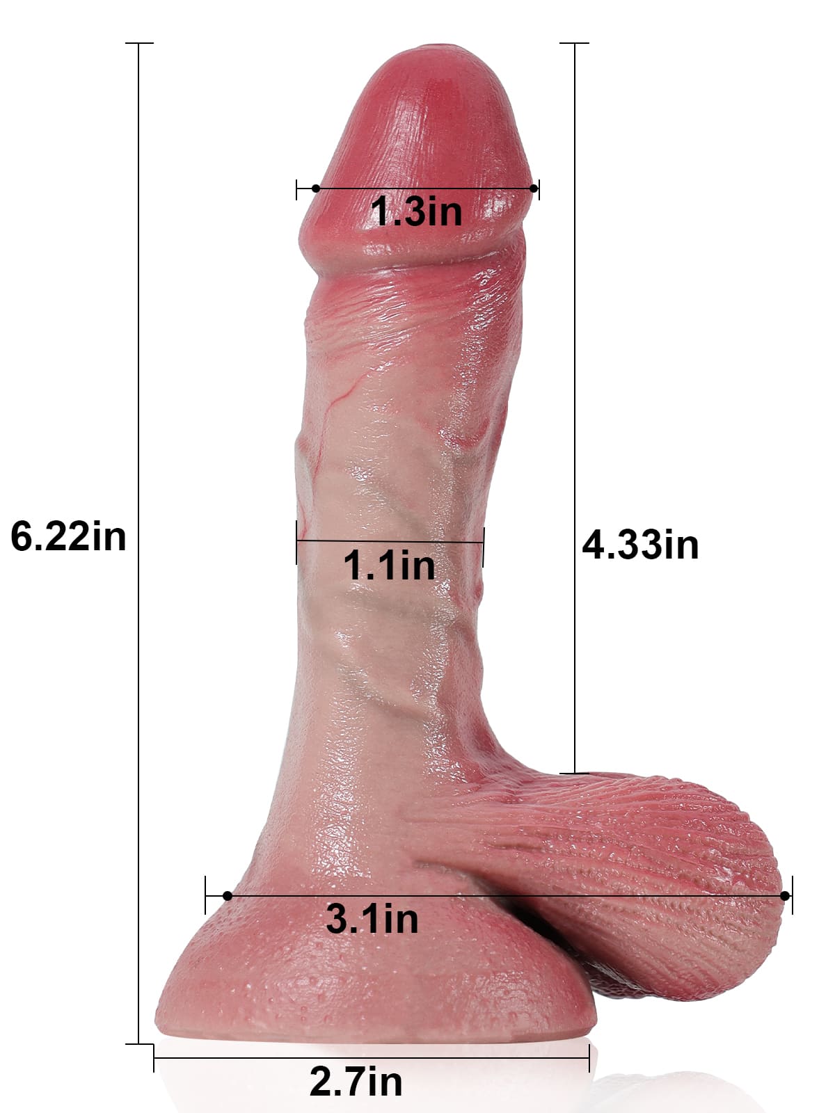 Smith 6" x 1.2" Softes Flesh Like Small Penis Dildo With Swinging Saggy Balls