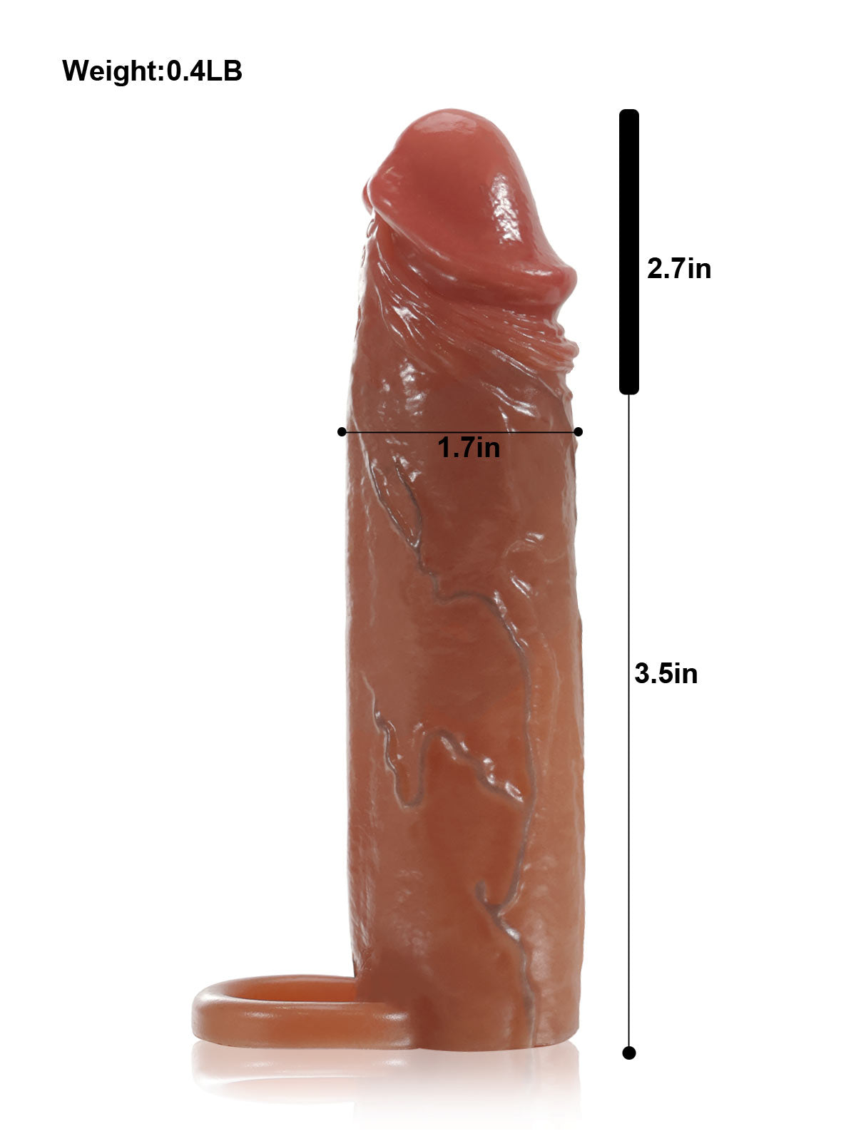 Stuart 7.4” x 1.8” Brown Sliding Skin Vibrating Cock Sleeve