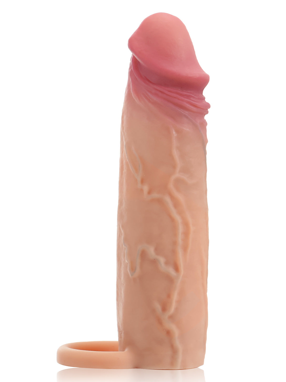 7.4” x 1.8” Flesh Sliding Skin Vibrating Cock Sleeve