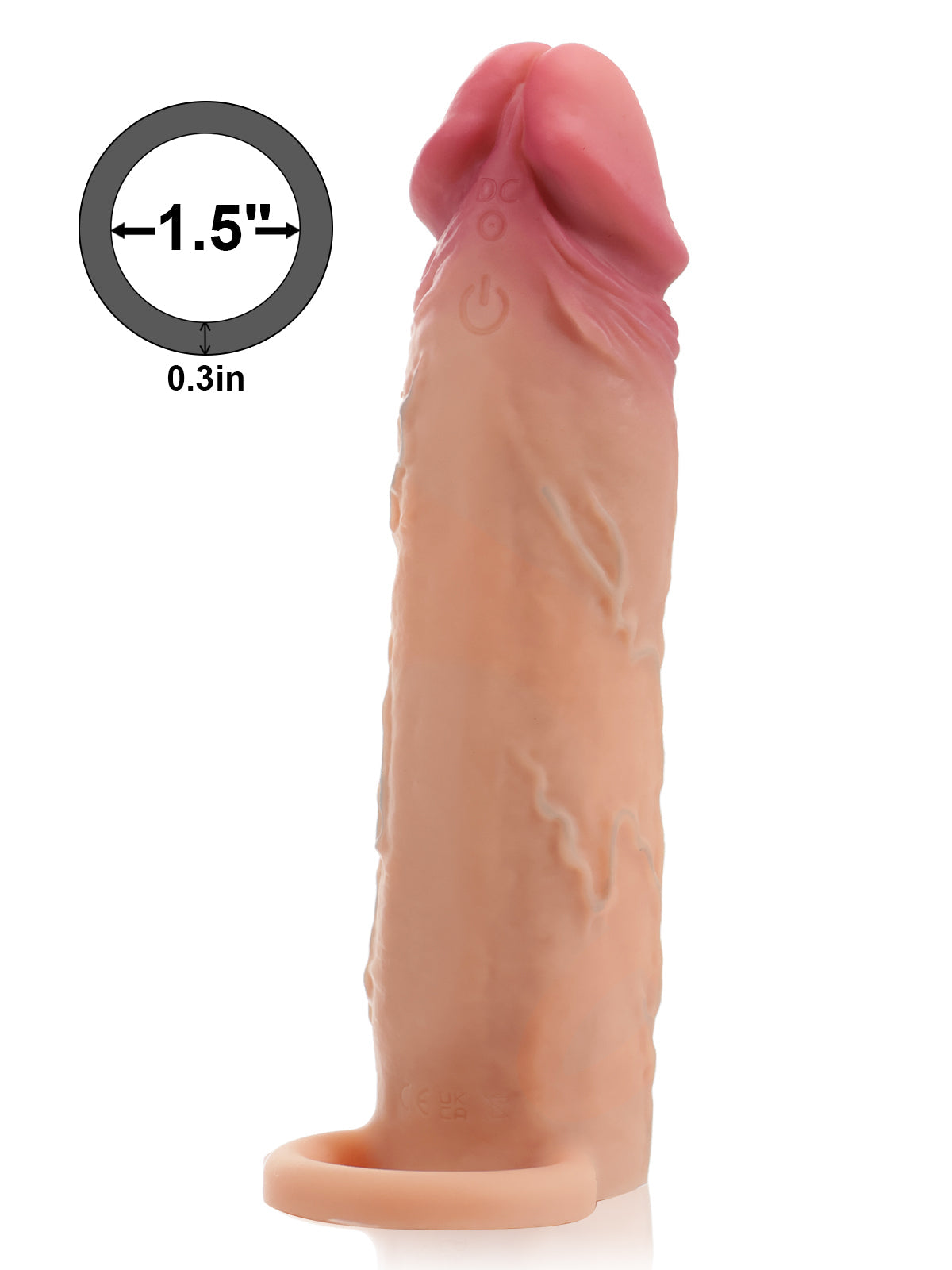 7.4” x 1.8” Flesh Sliding Skin Vibrating Cock Sleeve