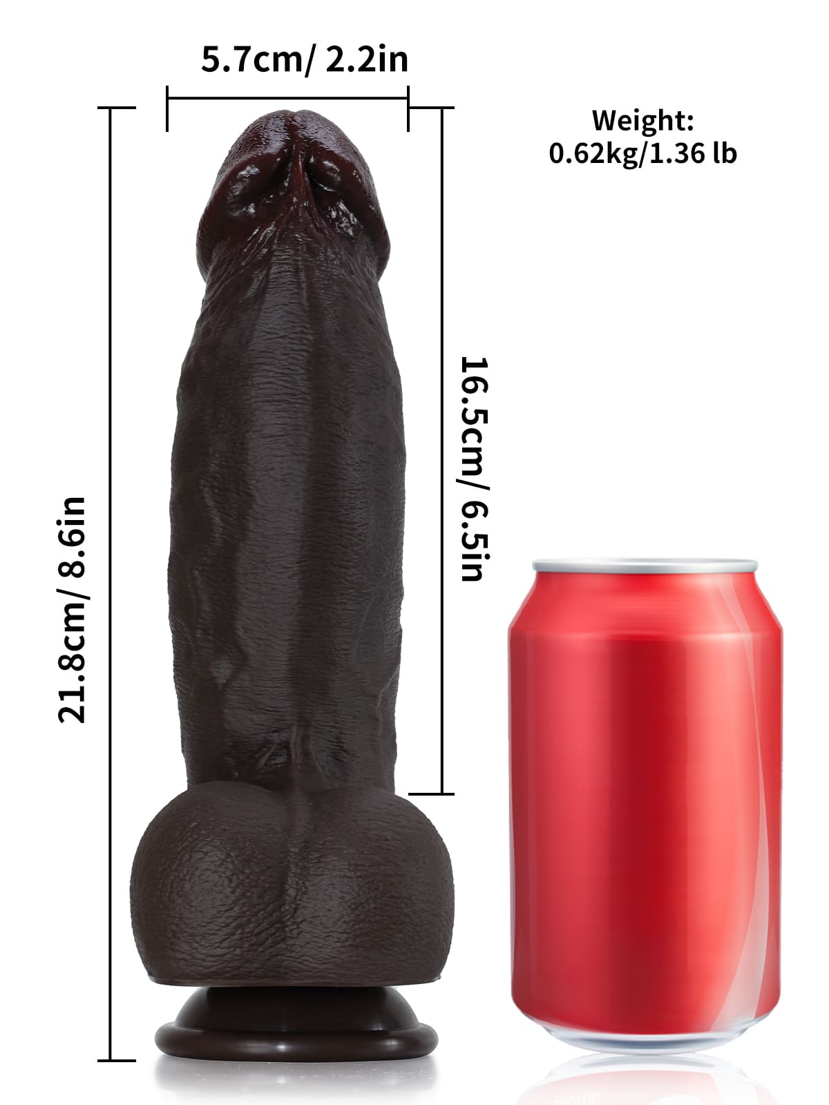 Kimi 8.6" x 2.2" Black Thick 3 Modes Thrusting High Frequency Pulsating Dildo