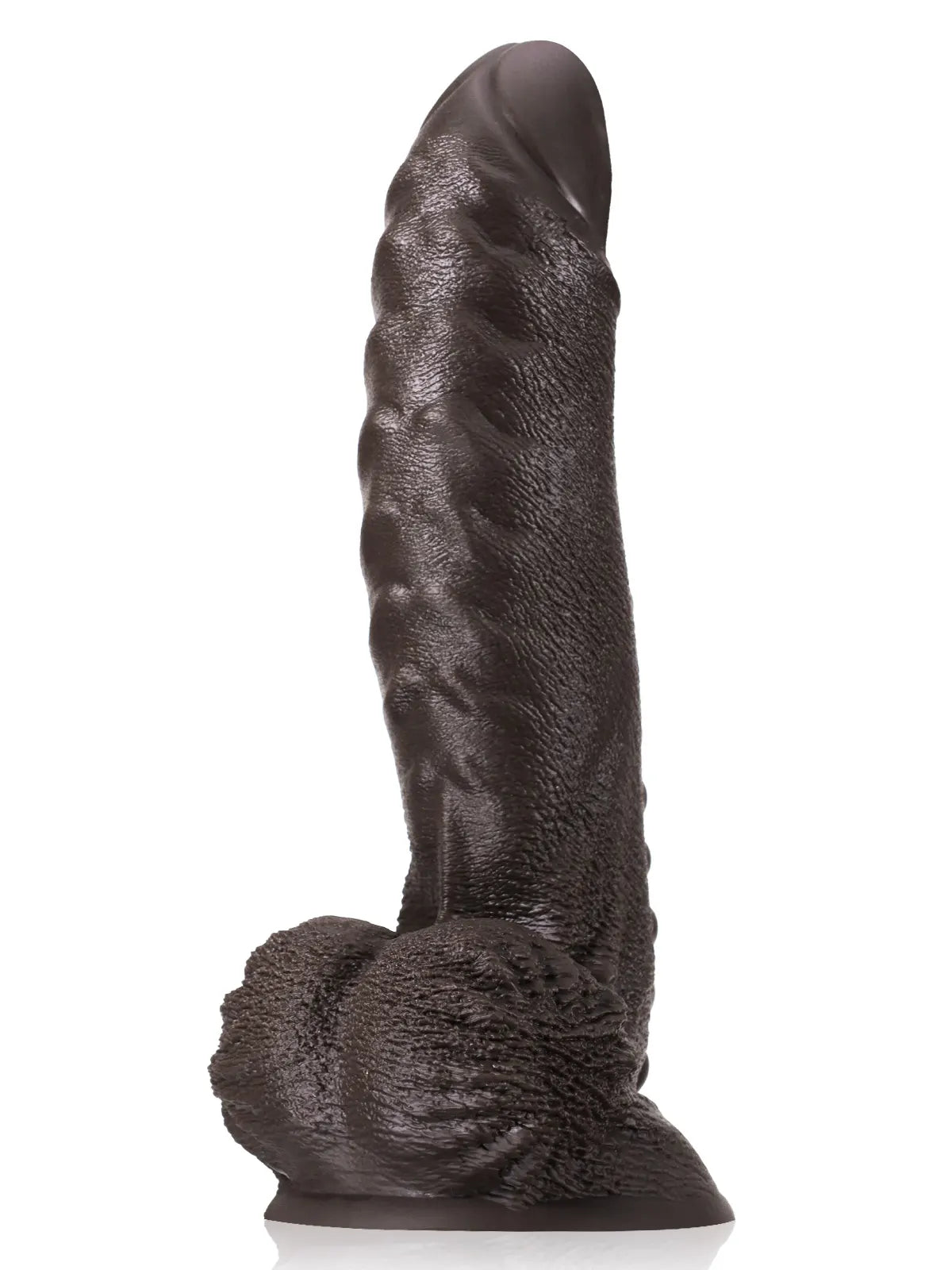 Tyrone 13" x 2.7" Large Black Dildo with Textured Shaft and Massage Beads