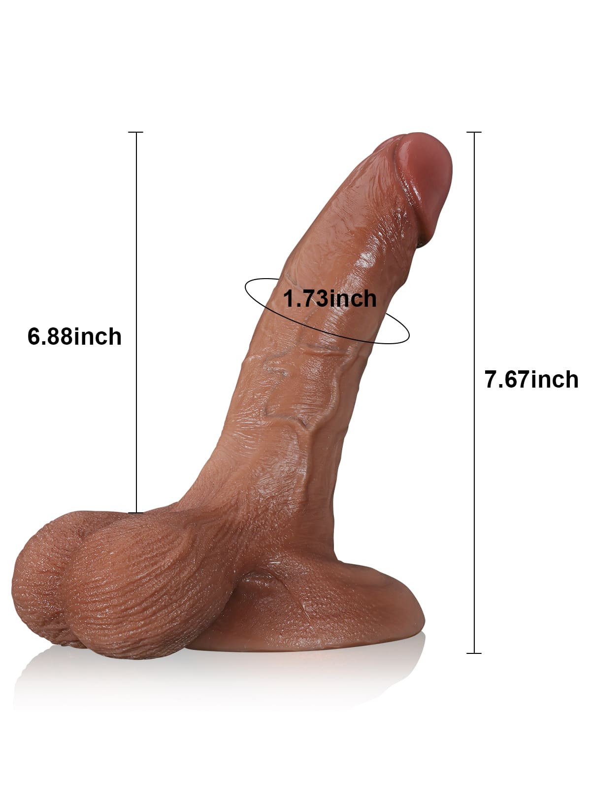Kellz 7.6" x 1.7" Brown Realistic Dildo With Hanging Moving Balls
