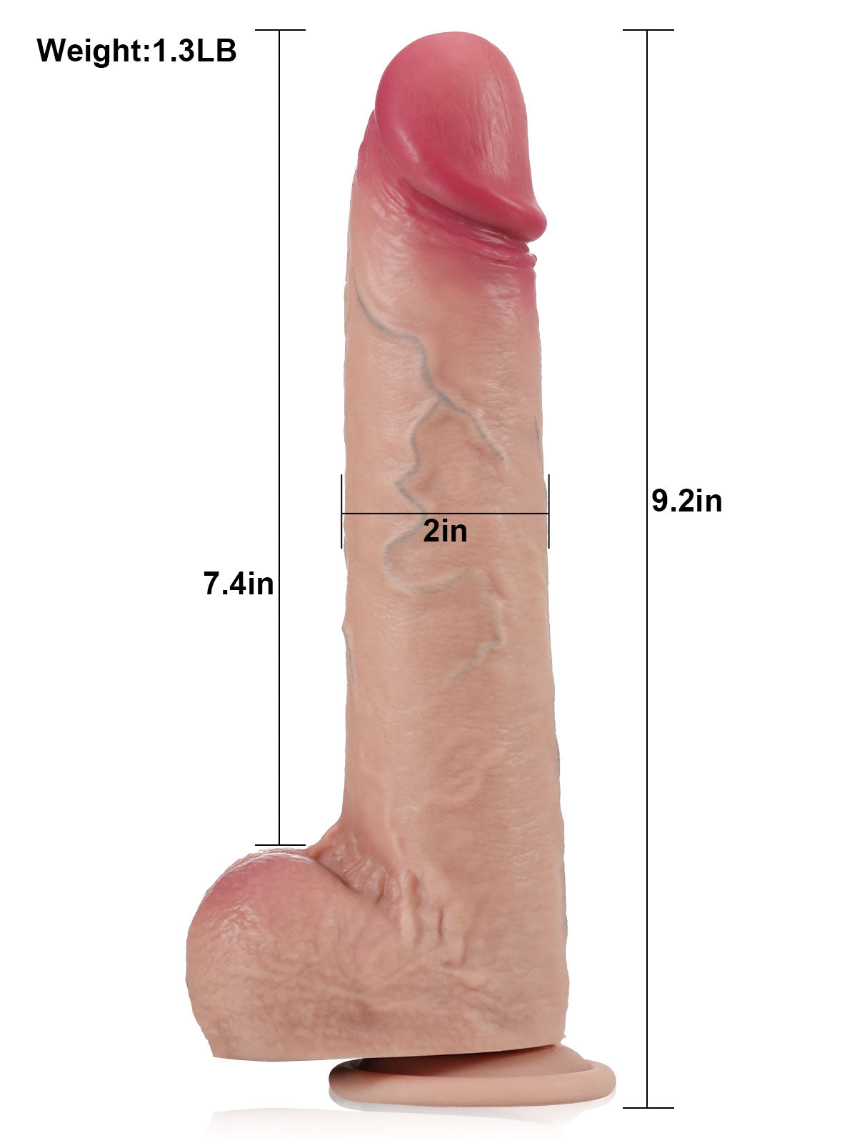 Baron 9.2" x 2" Flesh Huge Sliding Skin Vibrating Dildo With Ball