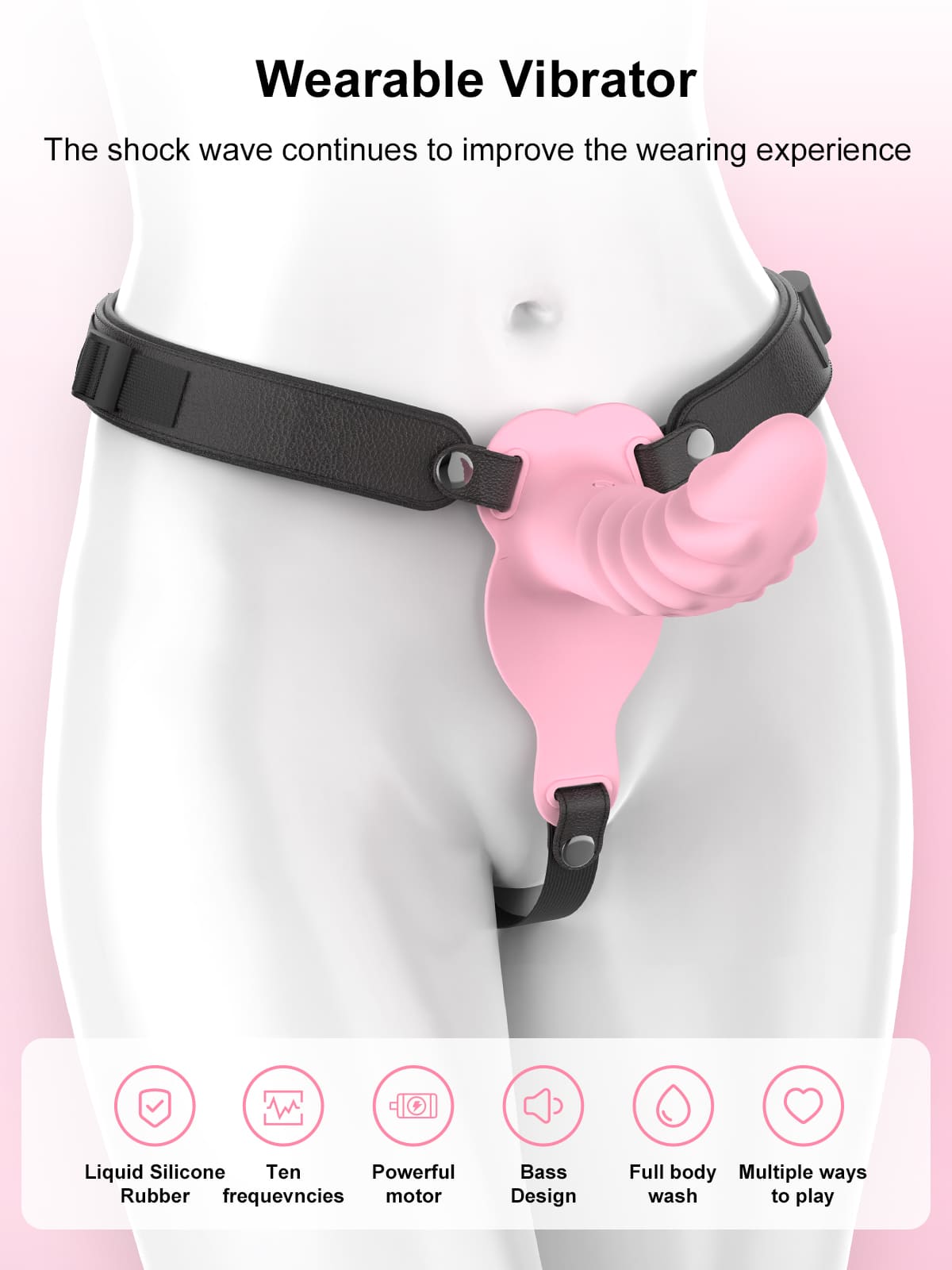 Multi-Textured Dildo Lesbian Vibrating Strap On 10 Frequency Vibration Strap On Dildo - Wireless Remote Control