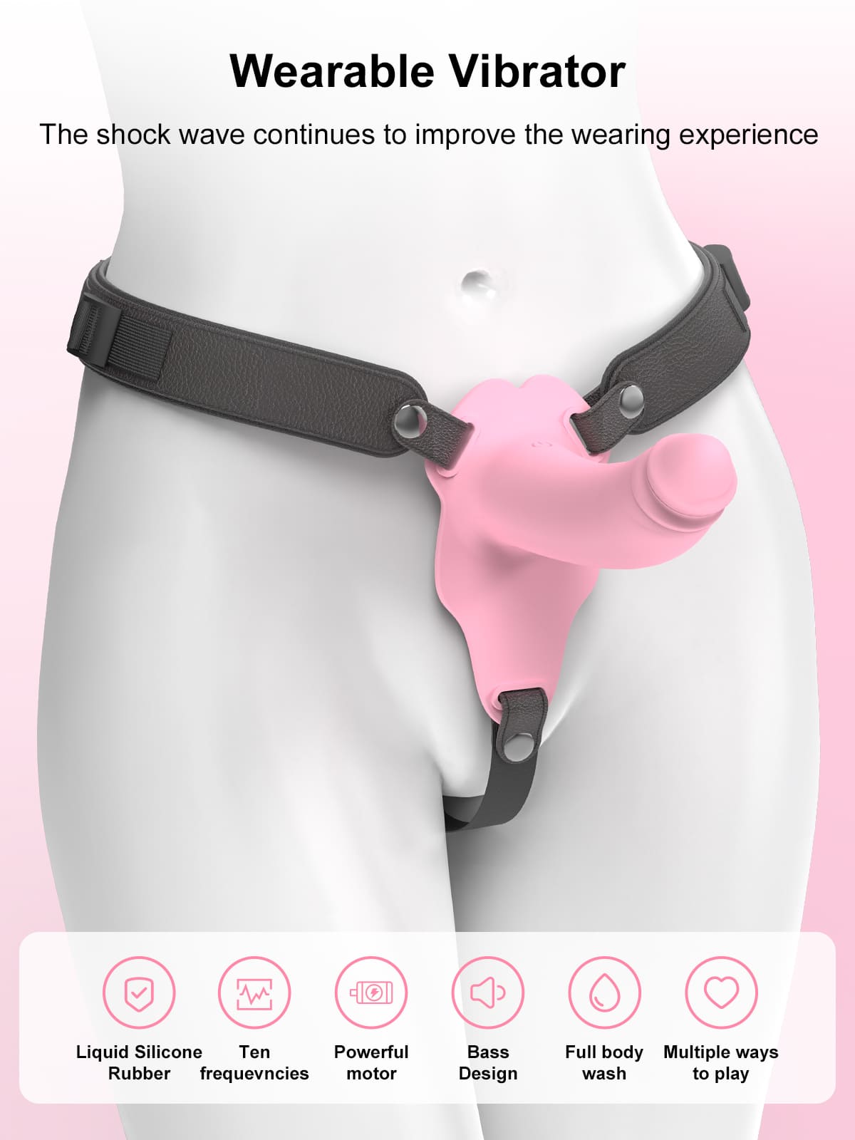 Lesbian Vibrating Strap On 10 Frequency Vibration Strap On Dildo - Wireless Remote Control