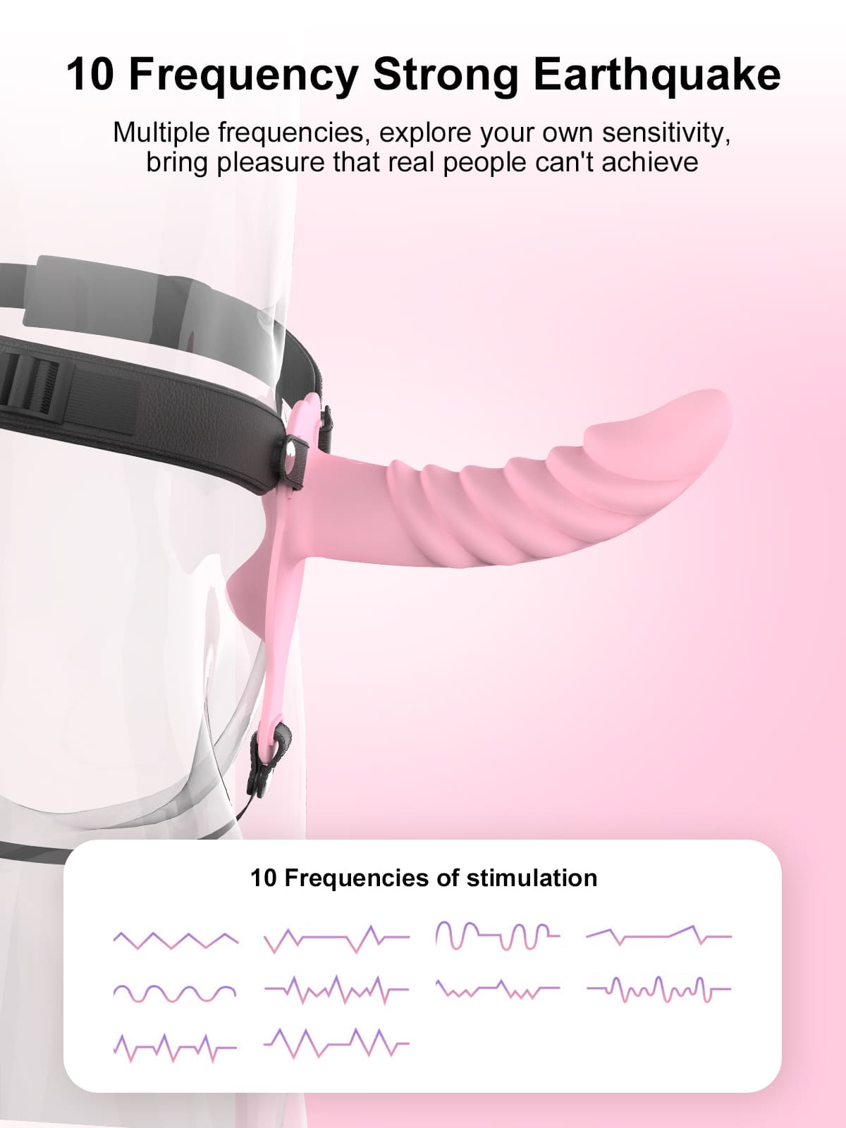 Multi-Textured Dildo Lesbian Vibrating Strap On 10 Frequency Vibration Strap On Dildo - Wireless Remote Control