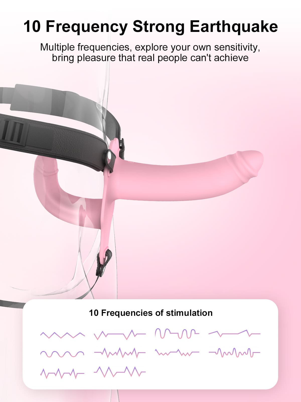 Lesbian Vibrating Strap On 10 Frequency Vibration Strap On Dildo - Wireless Remote Control