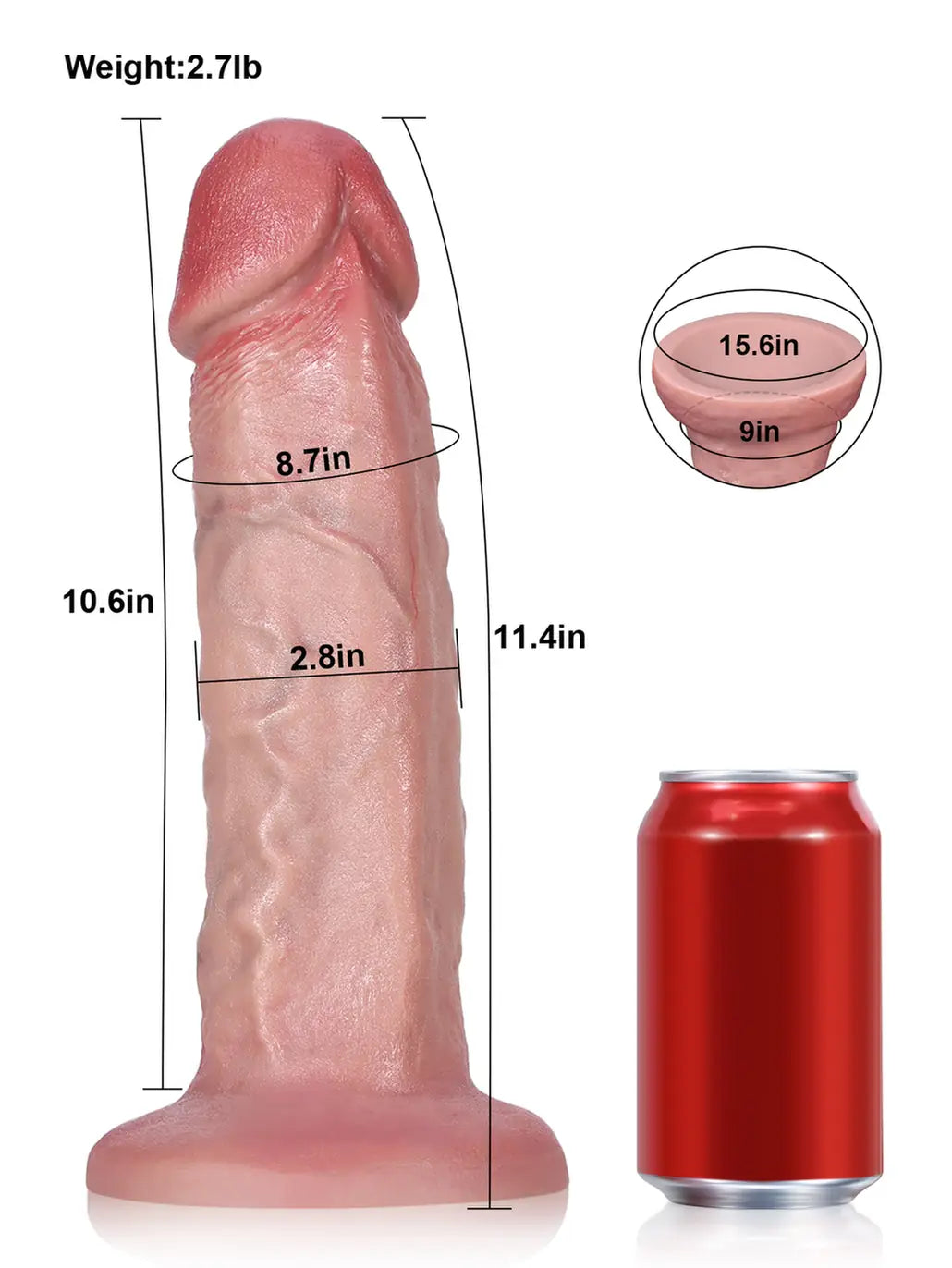 11.4" x 2.8" - Extra Huge Thick Dual Density Anal Dildo