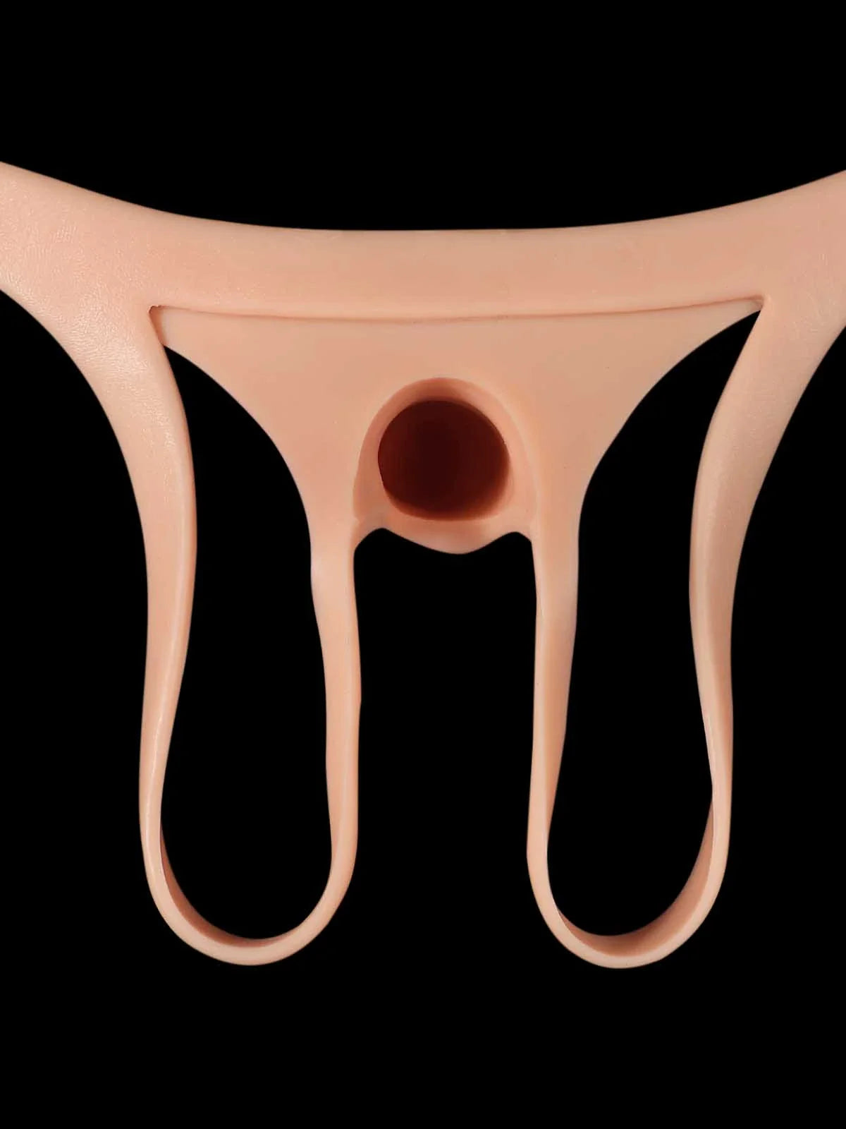 Emberfall hollow strap-on underside close-up showing the open hollow channel