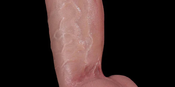 Flesh Kimi realistic dildo capillary detail on black background