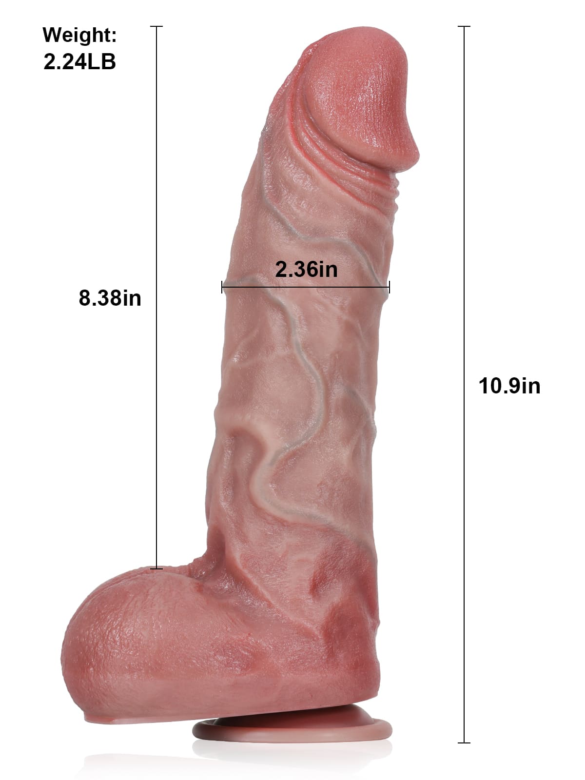 10.9" x 2.3" XL Vein Thick Dildo 7 Modes Thrusting & 3 Modes Vibrating