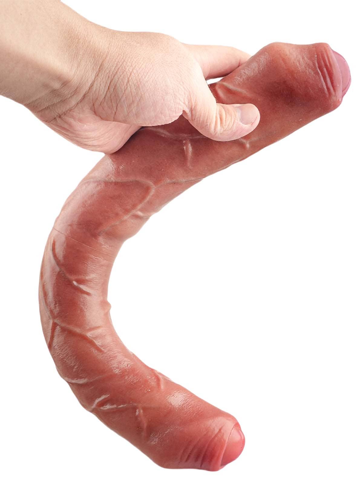 15.7" * 2" Thick Realistic Double Sided Sliding Skin  Dildo With Foreskin - S Size