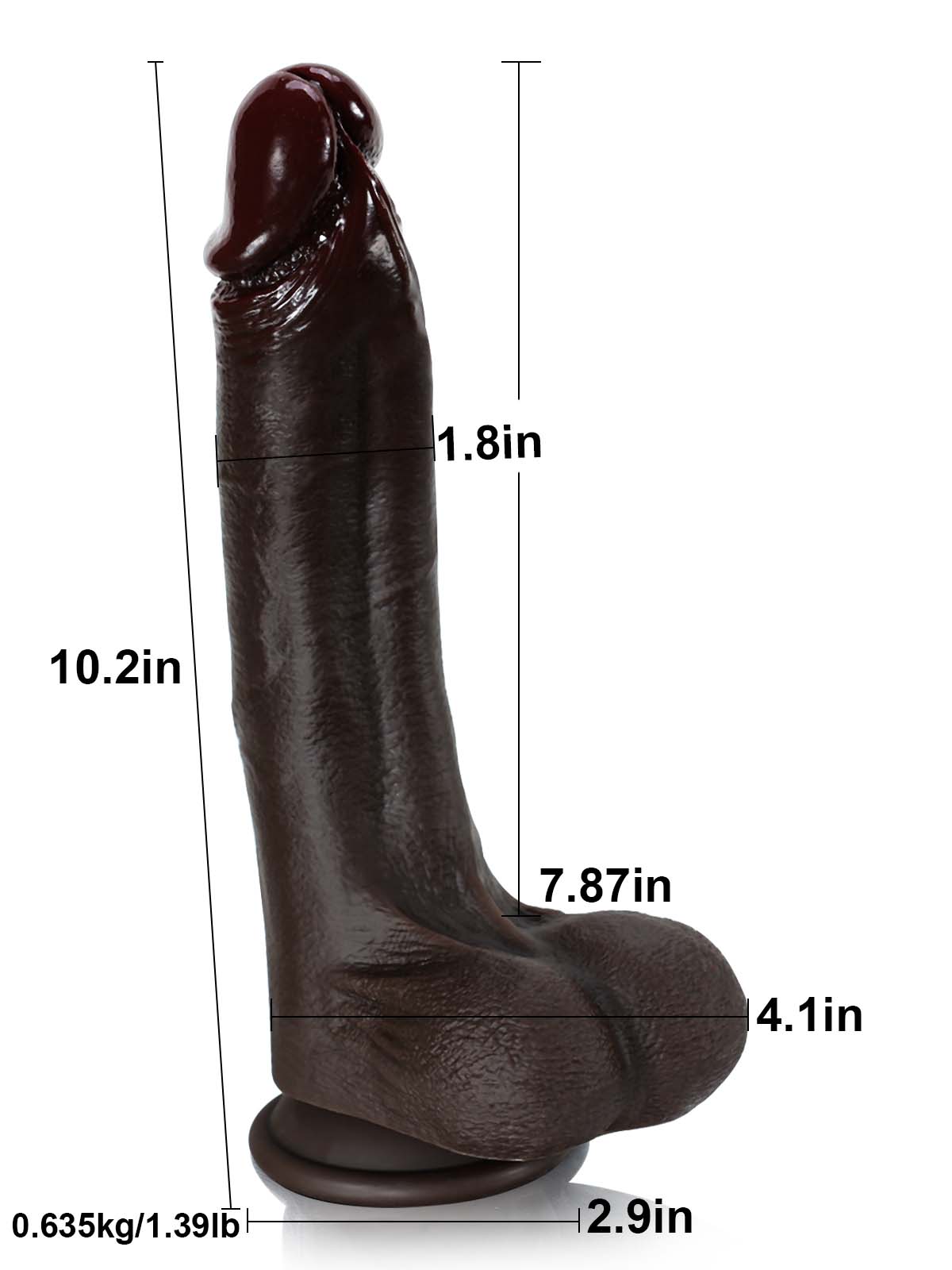 Ailish 10" x 1.8" Played With My Black Thick Curved Dildo