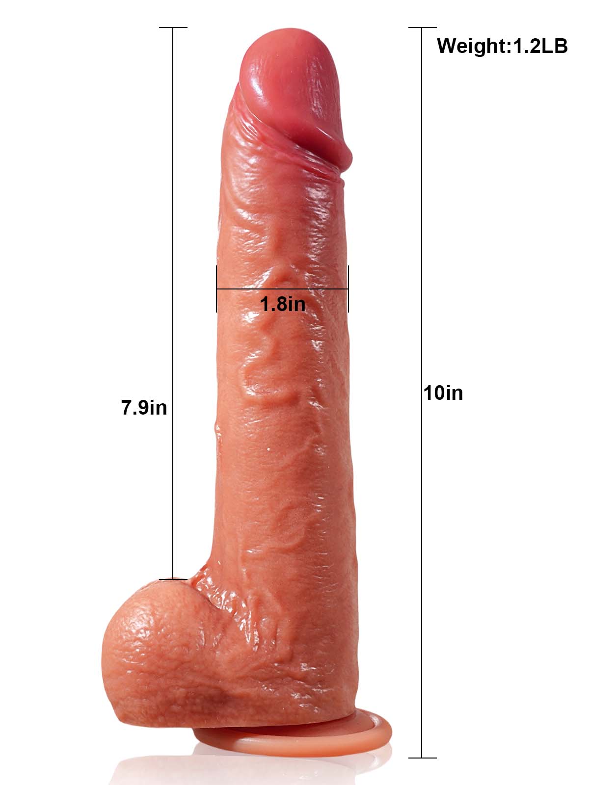 Baron  9.2" x 2" Flesh Huge Sliding Skin Vibrating Dildo With Ball