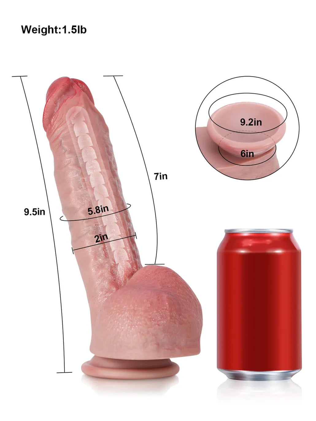 9.5" x 2" - Hyper Realistic Dildo With Metal Keel Bendable