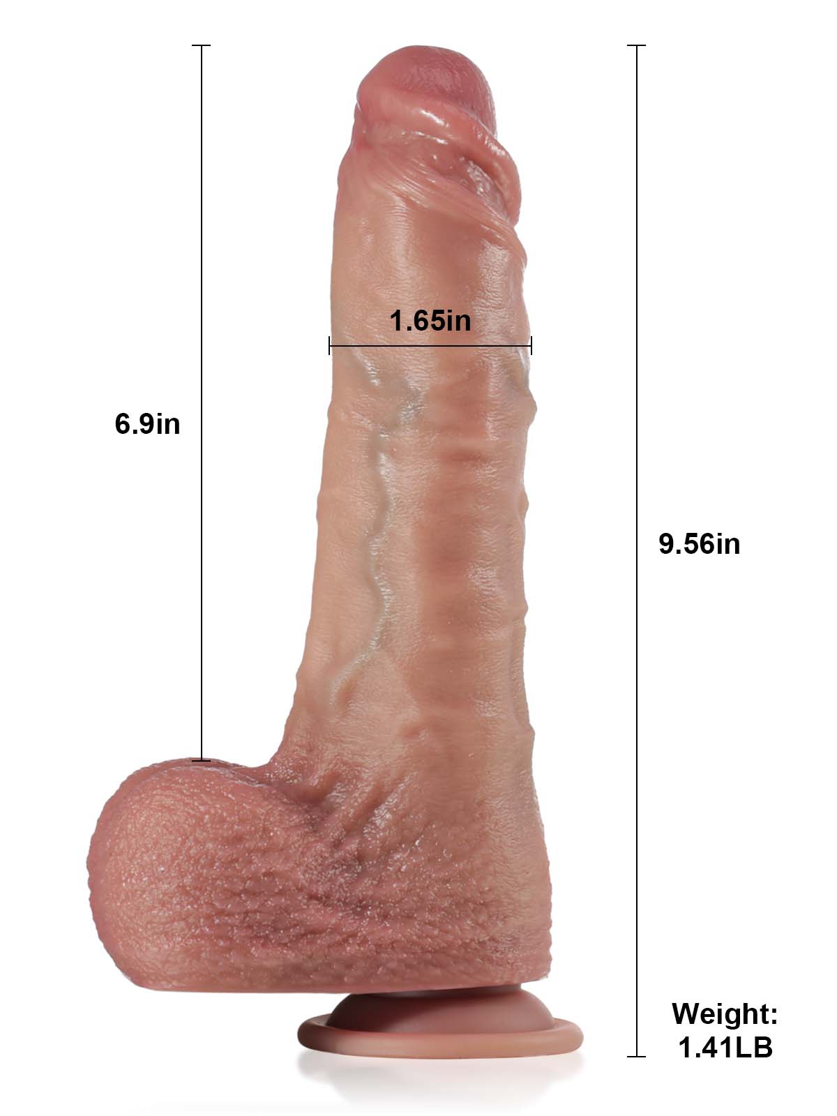 Ciaran 9.5" x 1.6" Thrusting Pulsating Vibrating Heating Curved Dildo