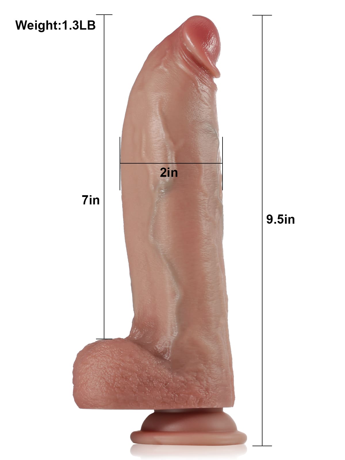 Connor 9.5" x 2" Thick Thrusting Pulsating Vibrating Heating Dildo