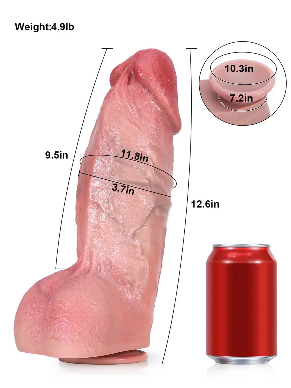 12.6" x 3.7" - XXL Size Flesh Extra Realistic Huge And Thick Anal Dildo