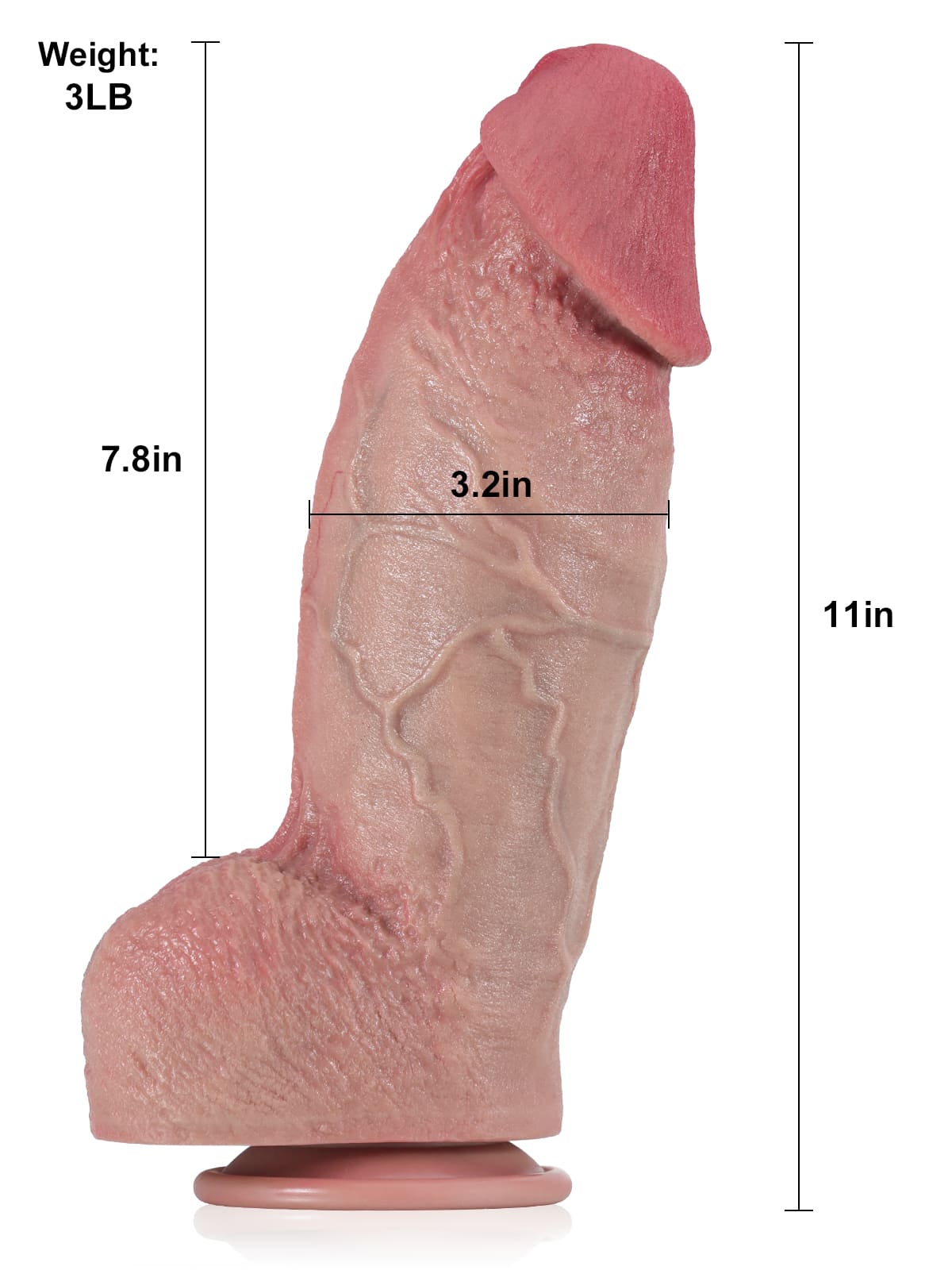 Diego 11" x 3.1" Flesh Extra Realistic Huge And Thick Anal Dildo
