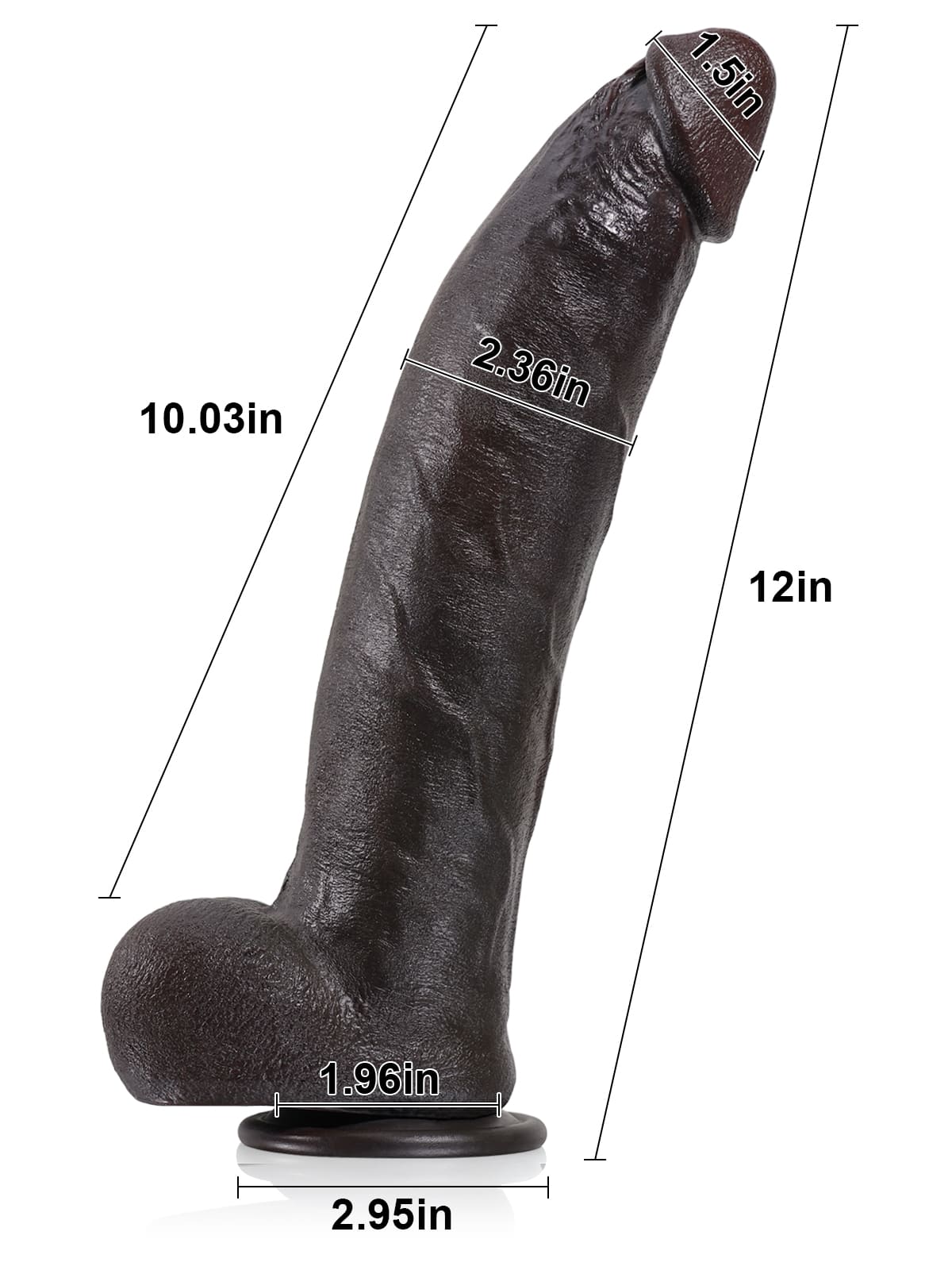 12" x 2.3" BBC Dildo Soft Skin Dick  With Metal Keel