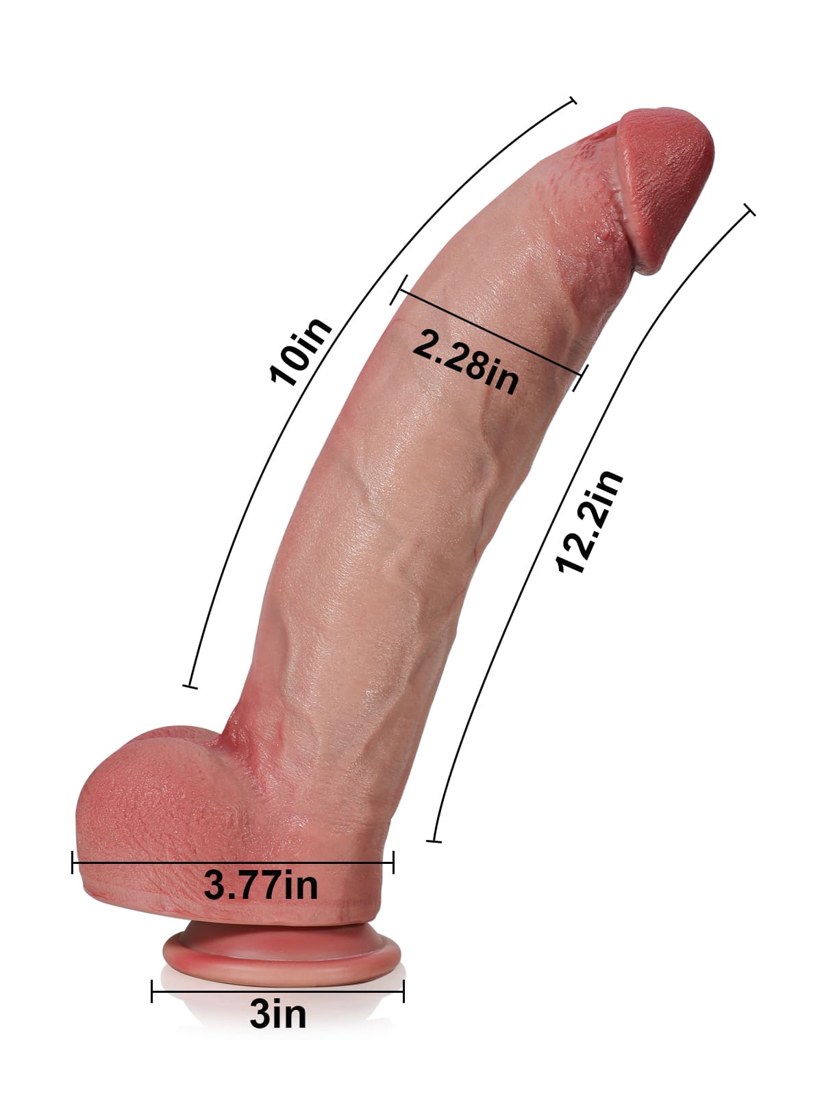 Farid 2.0 12" x 2.2" Huge Dildo Soft Skin Dick  With Metal Keel