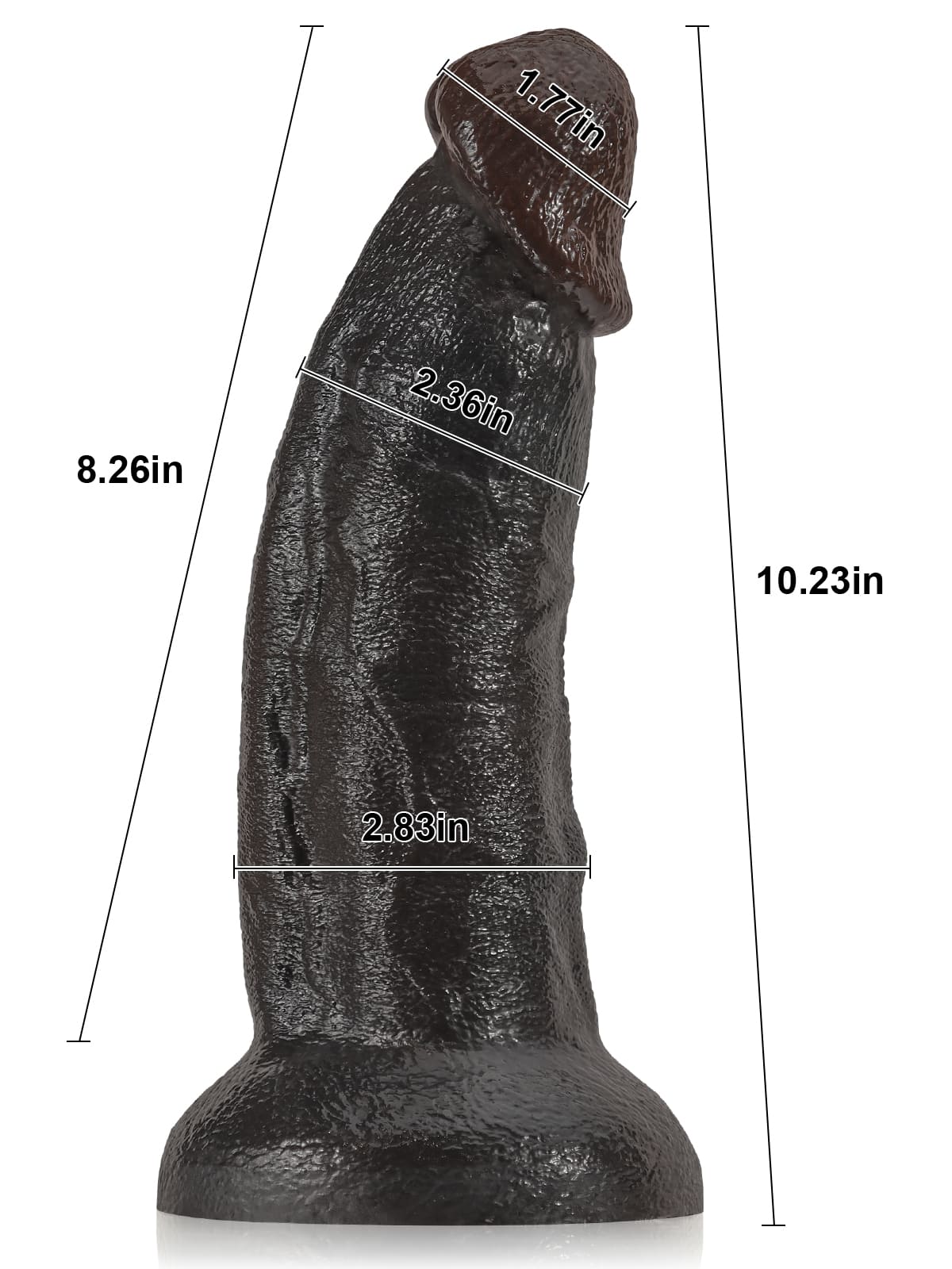 Fisher 10" X 2.3" Black Curved Dildo G Spot Suction Cup Dildo No Balls (XL Size）