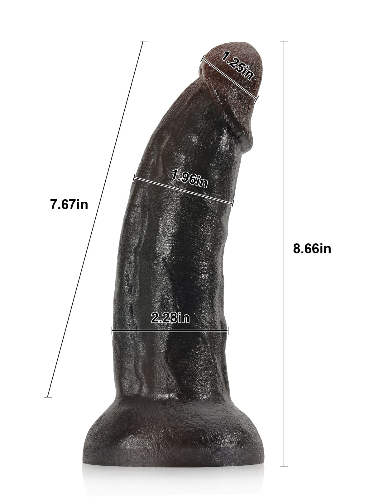 Fisher 8" X 1.9" Black Curved Dildo G Spot Realistic Dildo No Balls (L Size）