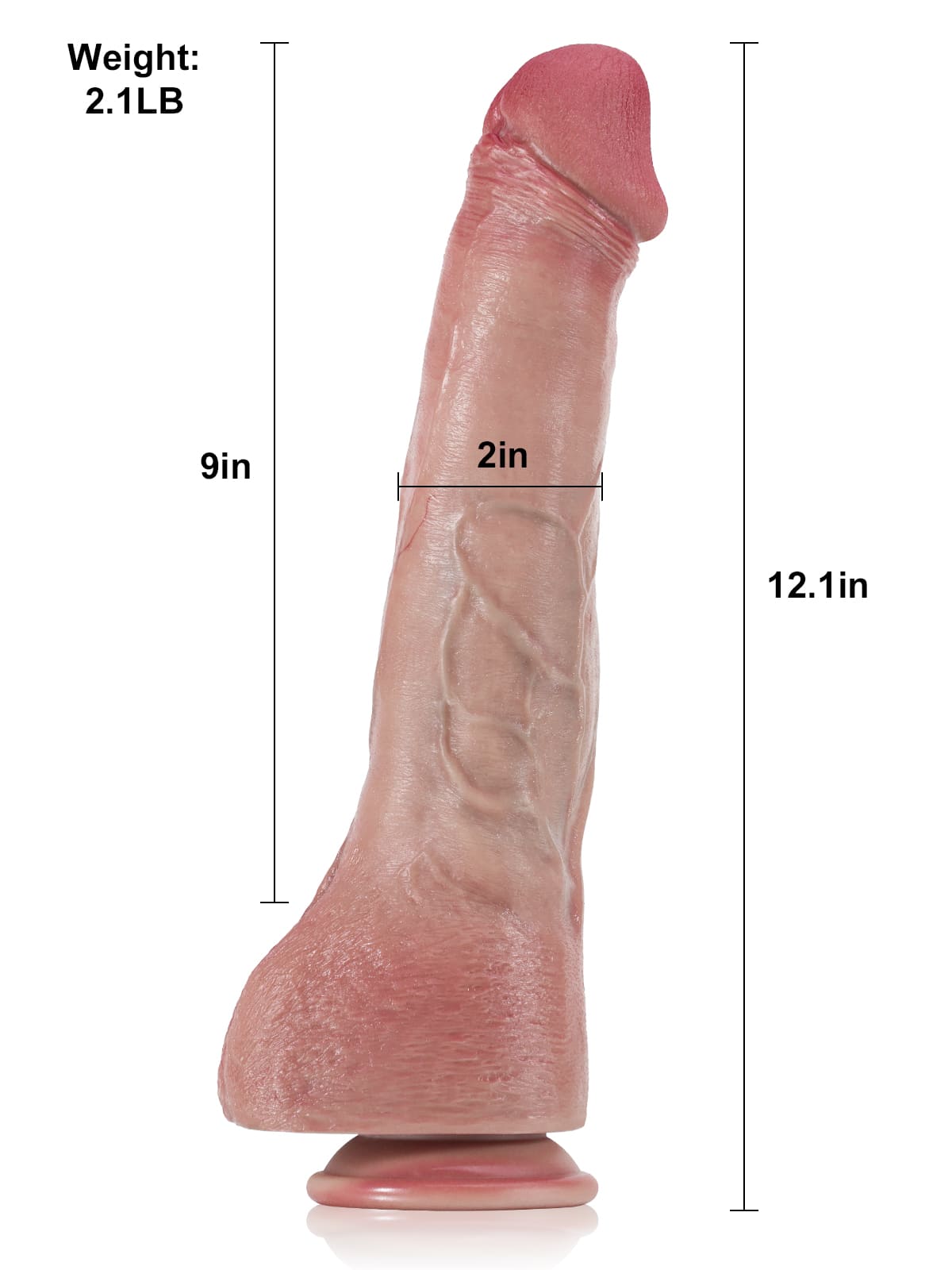 Jeff 12" x 2" Flesh Huge Anal Dildo With Metal Keel Bendable