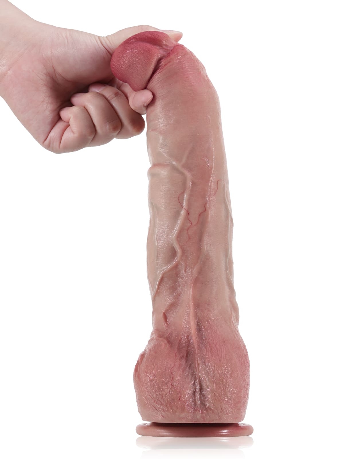 Jeff 12" x 2" Flesh Huge Anal Dildo With Metal Keel Bendable