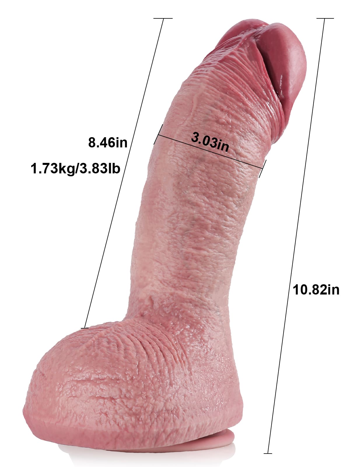 Jake 10.8" x 3" Flesh Extra Thick & Large Liquid Silicone Realistic Anal Dildo