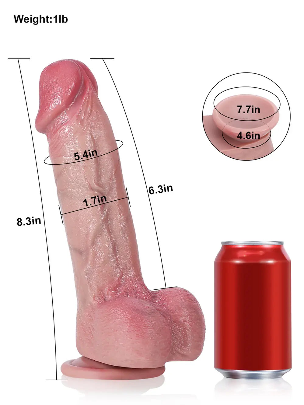 Jake 8.3" x 1.7" - G Spot Flesh Curved Dildo With Metal Keel Bendable