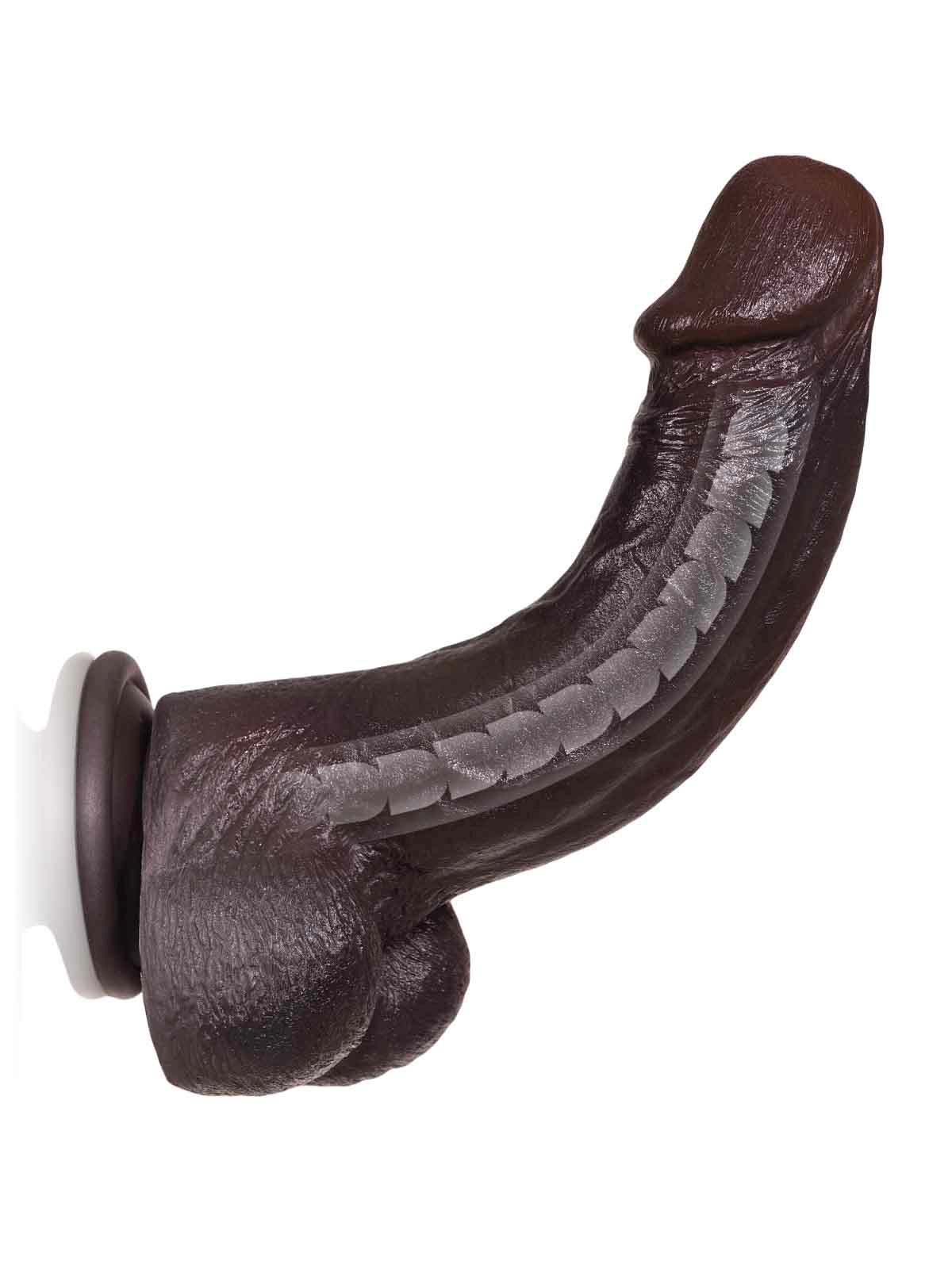 Jake | 8.3" x 1.7" - G Spot Flesh Curved Black Dildo With Metal Keel Bendable