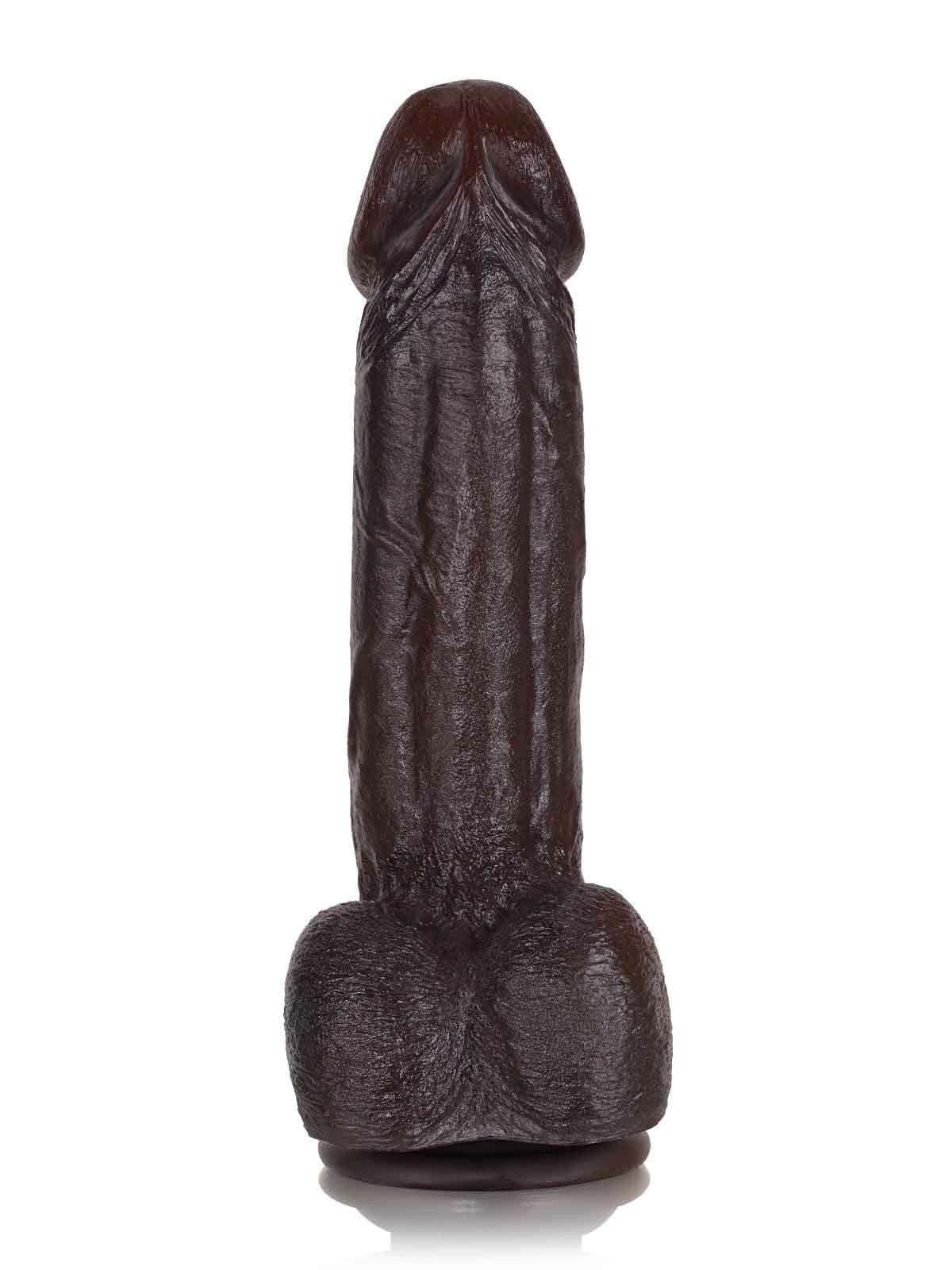 Jake | 8.3" x 1.7" - G Spot Flesh Curved Black Dildo With Metal Keel Bendable