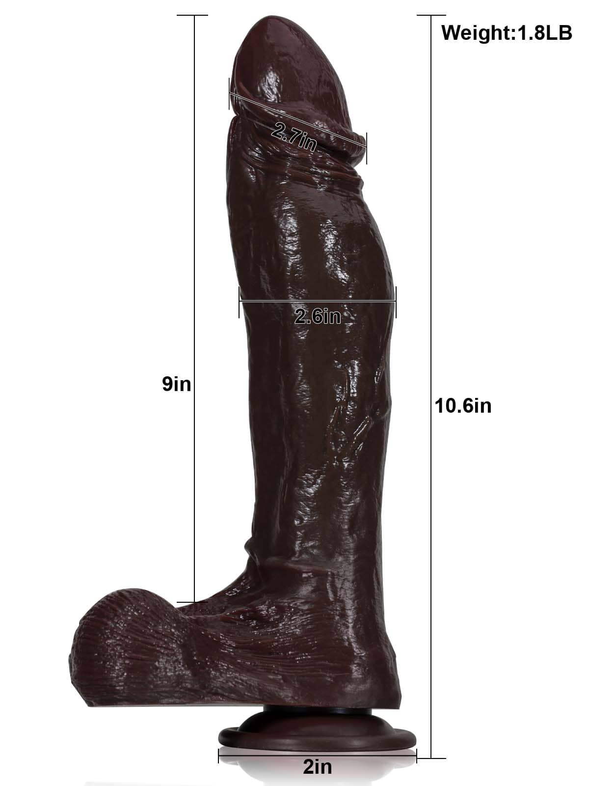 Jameson 10" x 2.2" Black Largest 3D 7 Modes Thrusting & 3 Modes Vibrating Dildo