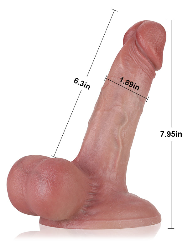 John 7.9" x 1.9" Thick White Realistic Feeling Dildo With Big Balls