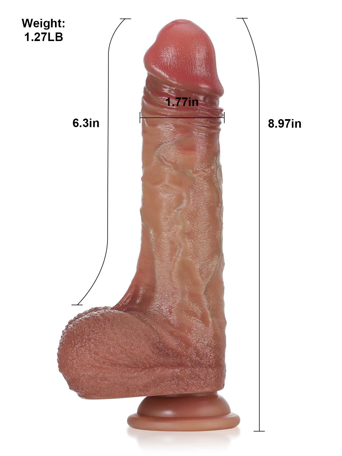 Jordan 8.9" x 1.7"  7 Modes Thrusting & 3 Modes Vibrating Sliding Skin Dildo