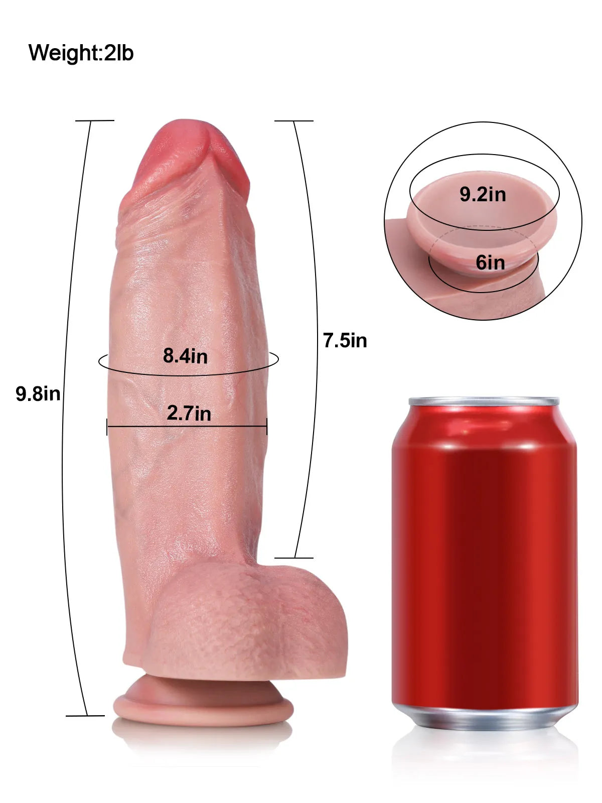 9.8" x 2.7" - Realistic Soft Flesh Like Thick Short Fat Dildo