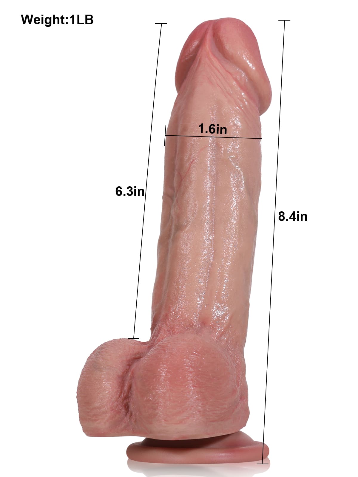 Sebastian 8.4" x 1.6" G Spot Flesh Curved Dildo With Metal Keel Bendable