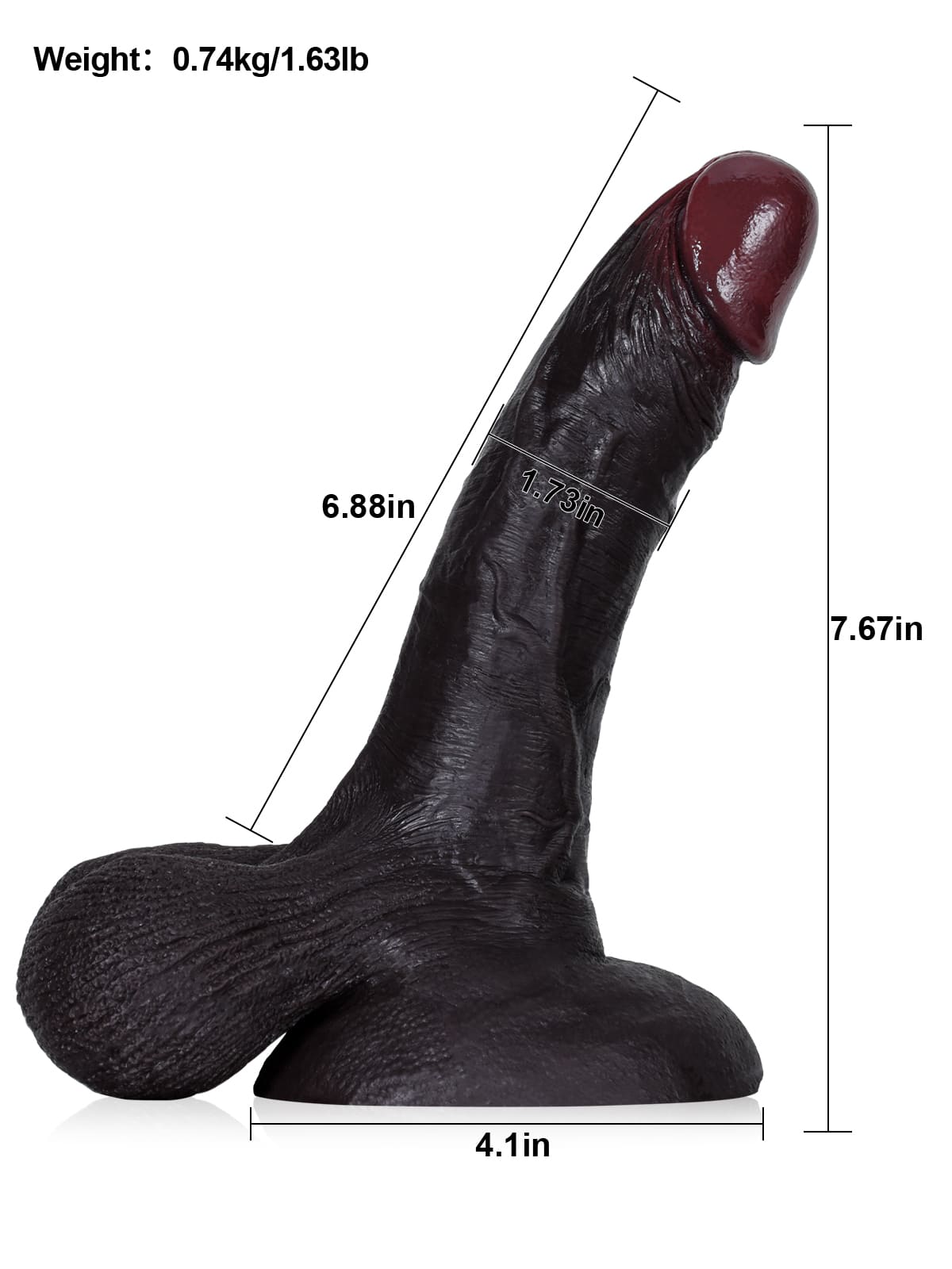 Kellz 7.6" x 1.7" Black Realistic Dildo With Hanging Moving Balls