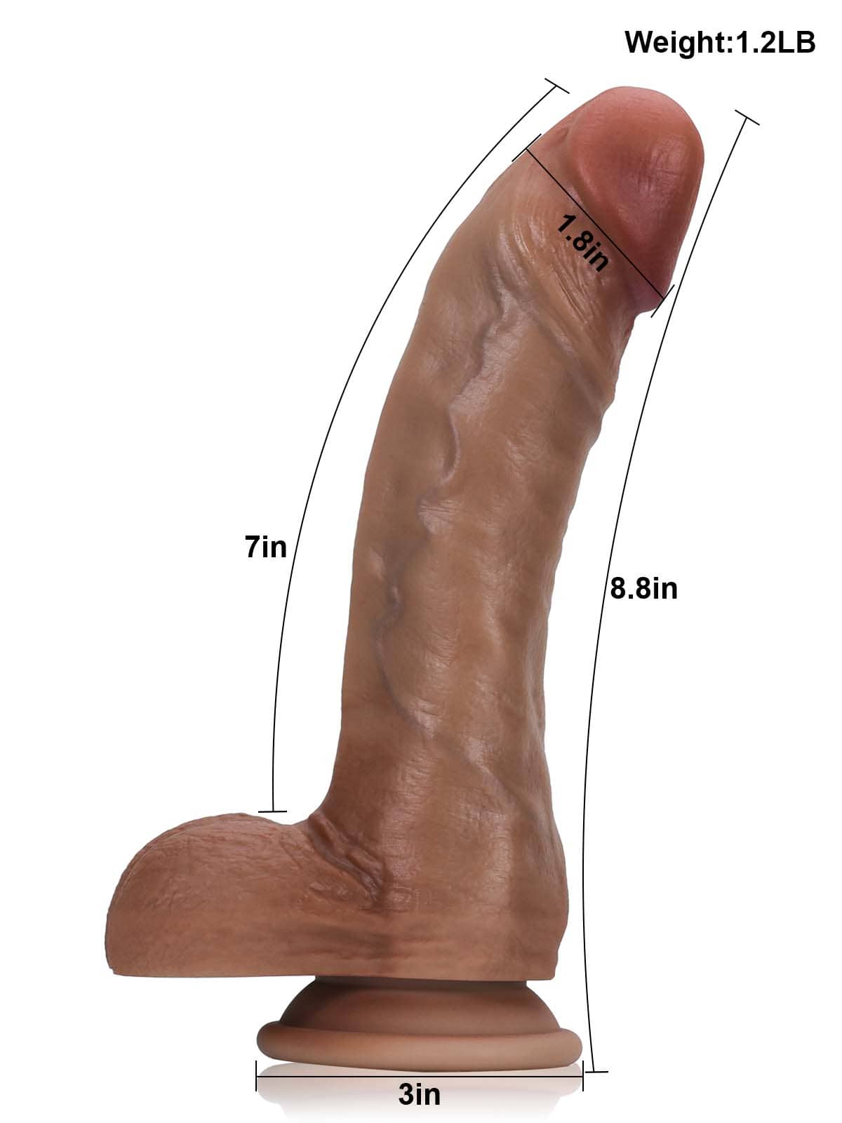 Kenny 8.8" X 1.8" Soft Brown G-pot Realistic Curved Dildo