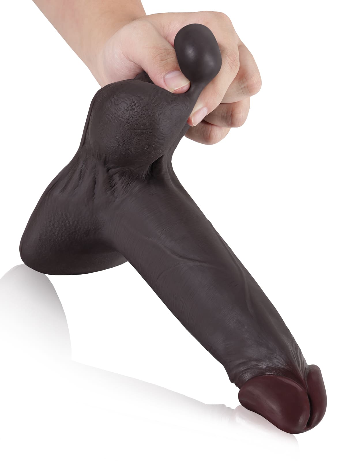Patriot 9.4" x 2" Black Sliding Skin Vac-U-Lock Dildo With Moving Balls & Suction Cup