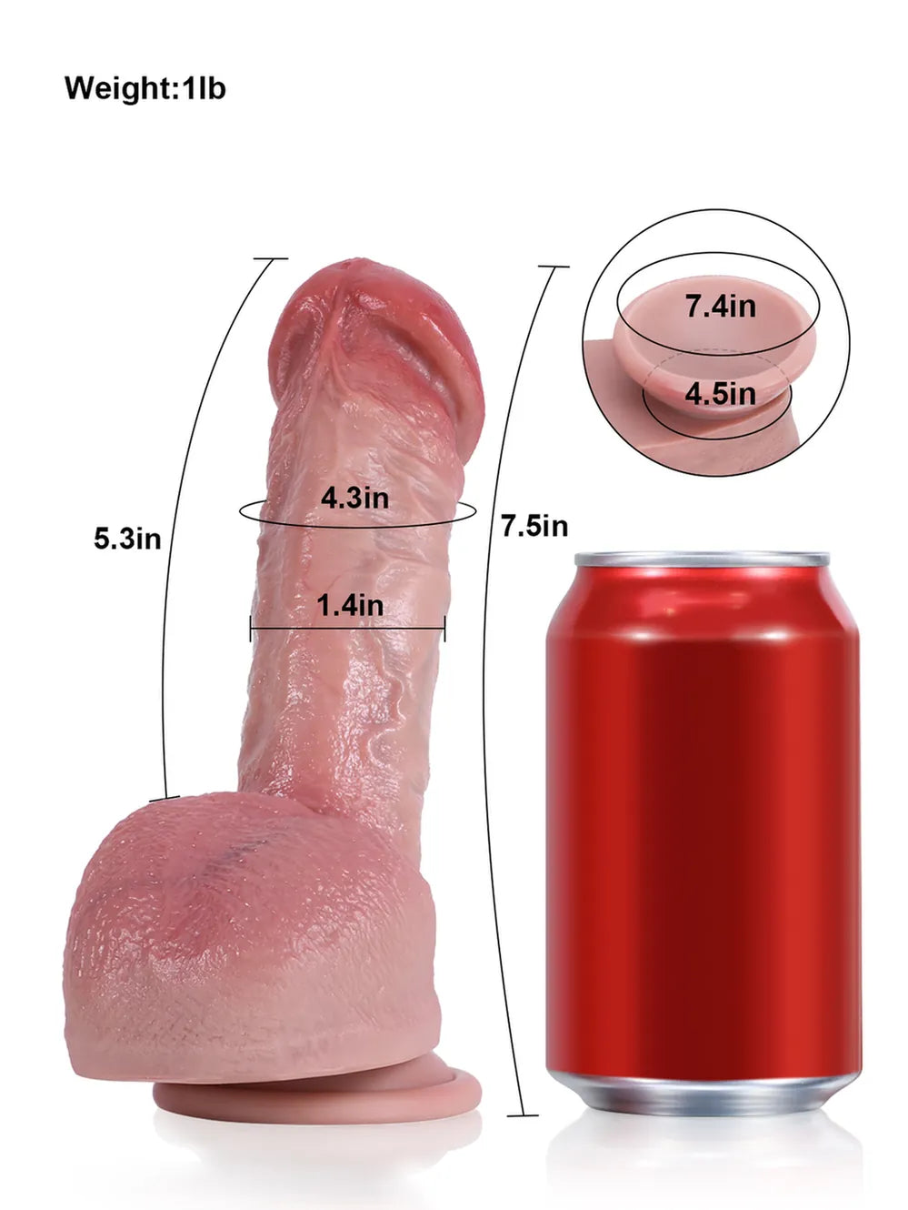 7.5" x 1.4" - Flesh Skin Realistic Small Skinny Dildo