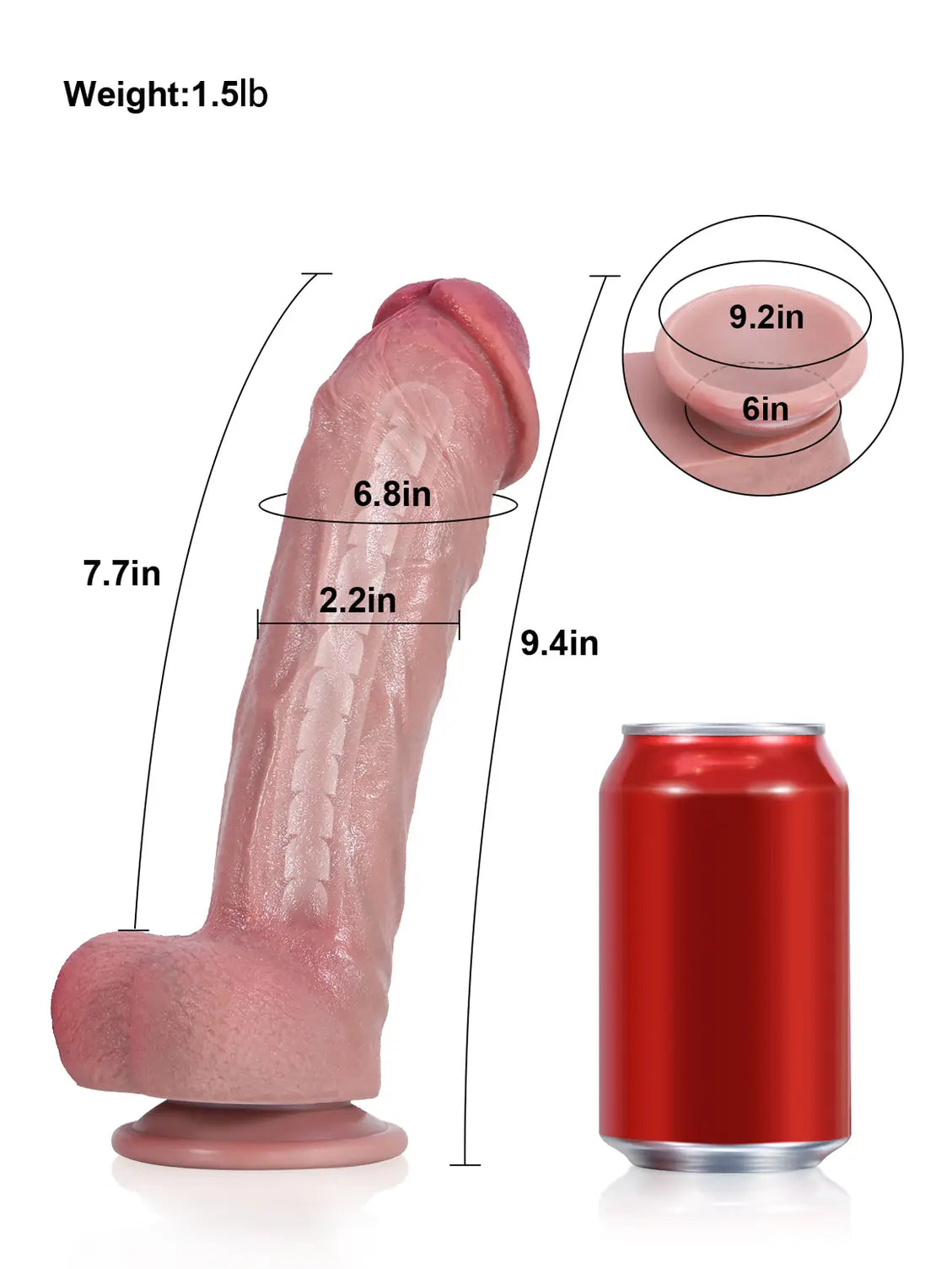 9.4" x 2.2" - Flesh G Spot Curved Dildo With Metal Keel