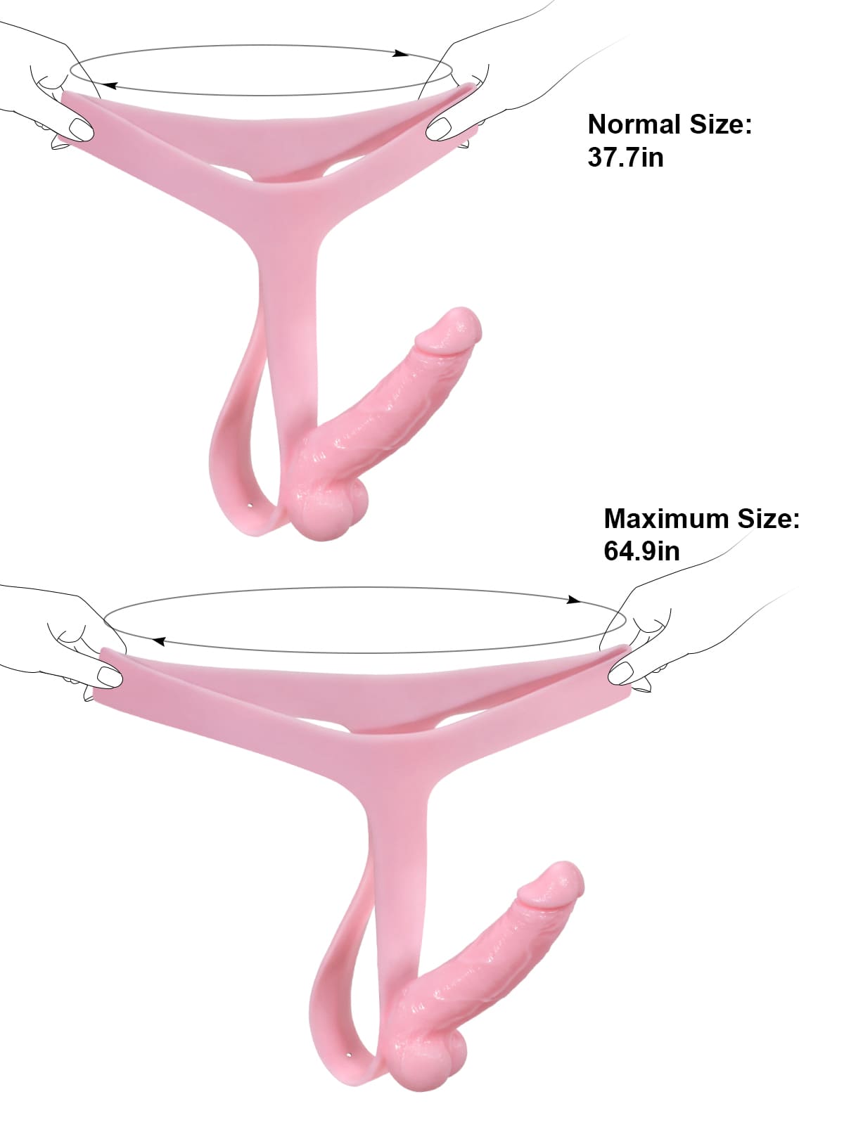 5.9" x 1.6" Pink Realistic Silicone Strapped Dirty Penis, Sexy Thong Style - with Dildo