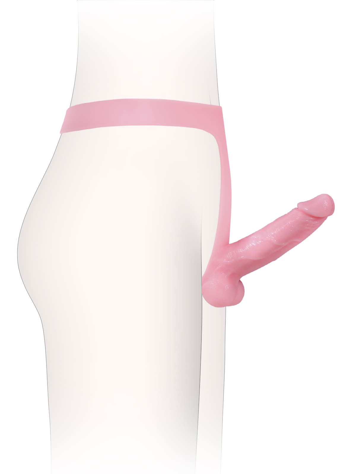 5.9" x 1.6" Pink Realistic Silicone Strapped Dirty Penis, Sexy Thong Style - with Dildo